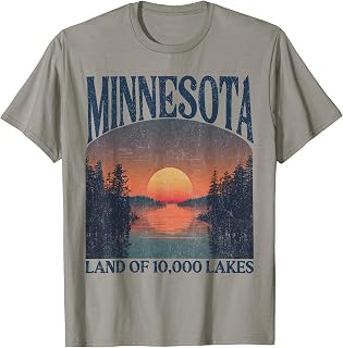 Minnesota Land of 10000 Lakes Sunset Nature Vintage Style T-Shirt