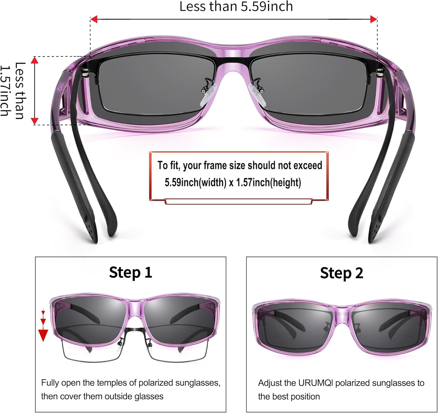 URUMQI Polarized Sunglasses Fit Over Glasses for Men Women, Wrap-around Driving Sunglasses 100% UV Protection - Image 4