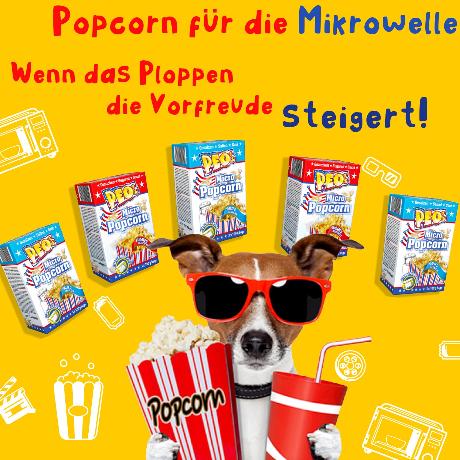 Peo's Palomitas de maíz para microondas 2 variedades mixtas en paquete de 72, 24 cajas (3 bolsas de 100 g, 12 saladas, 12 azucaradas)