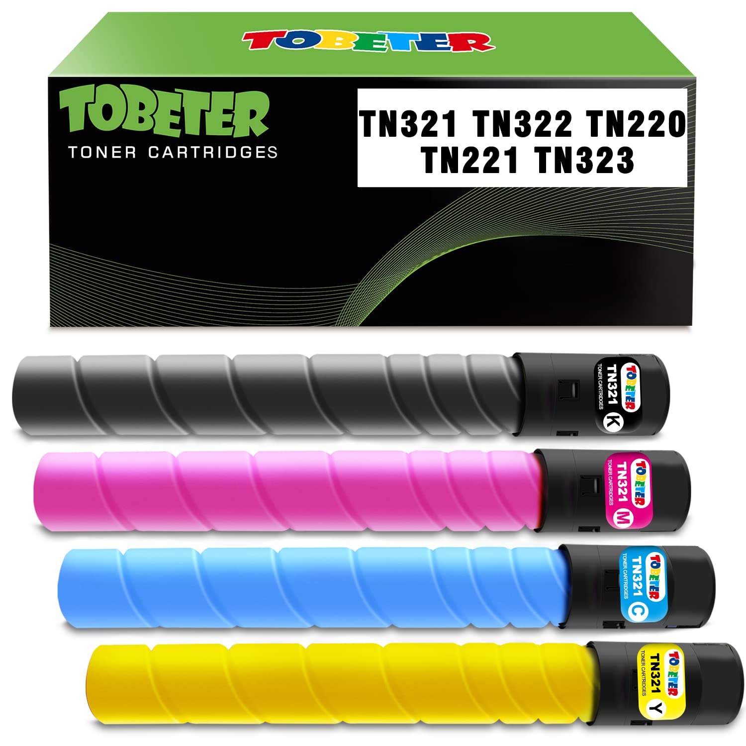TN-321 TN321 Toner Replacement for Konica Minolta Bizhub C224e C364e C284e C224 C284 C364 Printer Toner TN321K TN321C TN321M TN321Y Toner Cartridge, 27K, 4 Pack KCMY A33K130 A33K430 A33K330 A33K230
