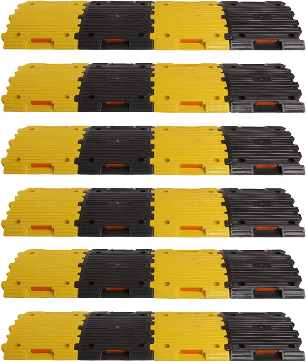 Plastic Speed Breaker With Over Load Capacity | 6 Mtr, 50MM, Black and Yellow Speed Hump (12X Yellow - 12X Black)