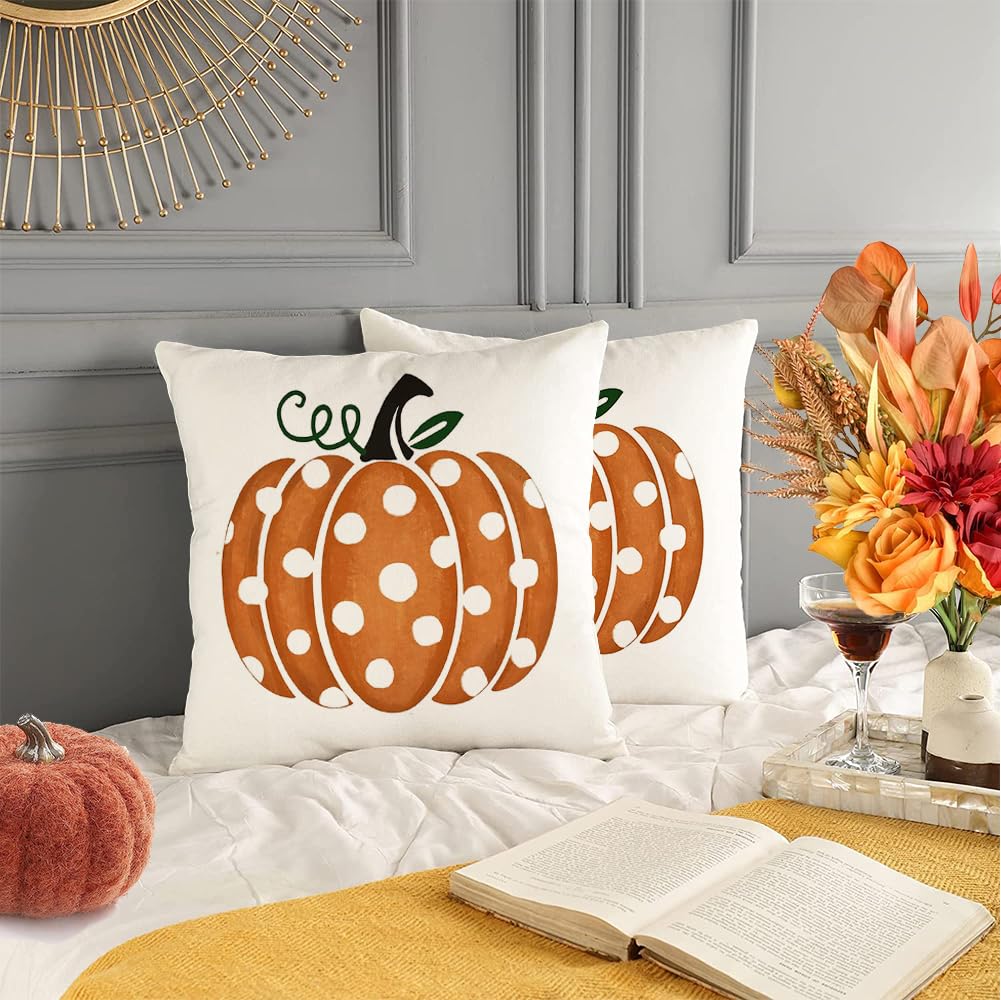 AVOIN Colorlife Fall Black And White Buffalo Plaid Check Pumpkin Thank