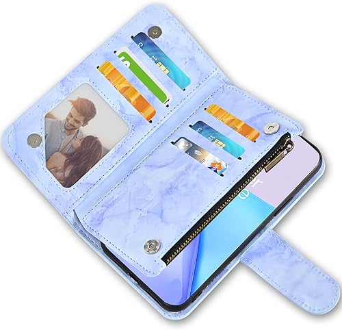 Miniatura 6 de Asuwish Funda para teléfono OnePlus 9 OnePlus9 5G Wallet Cell Cover con protector de pantalla de vidrio templado y soporte de tarjeta de crédito con