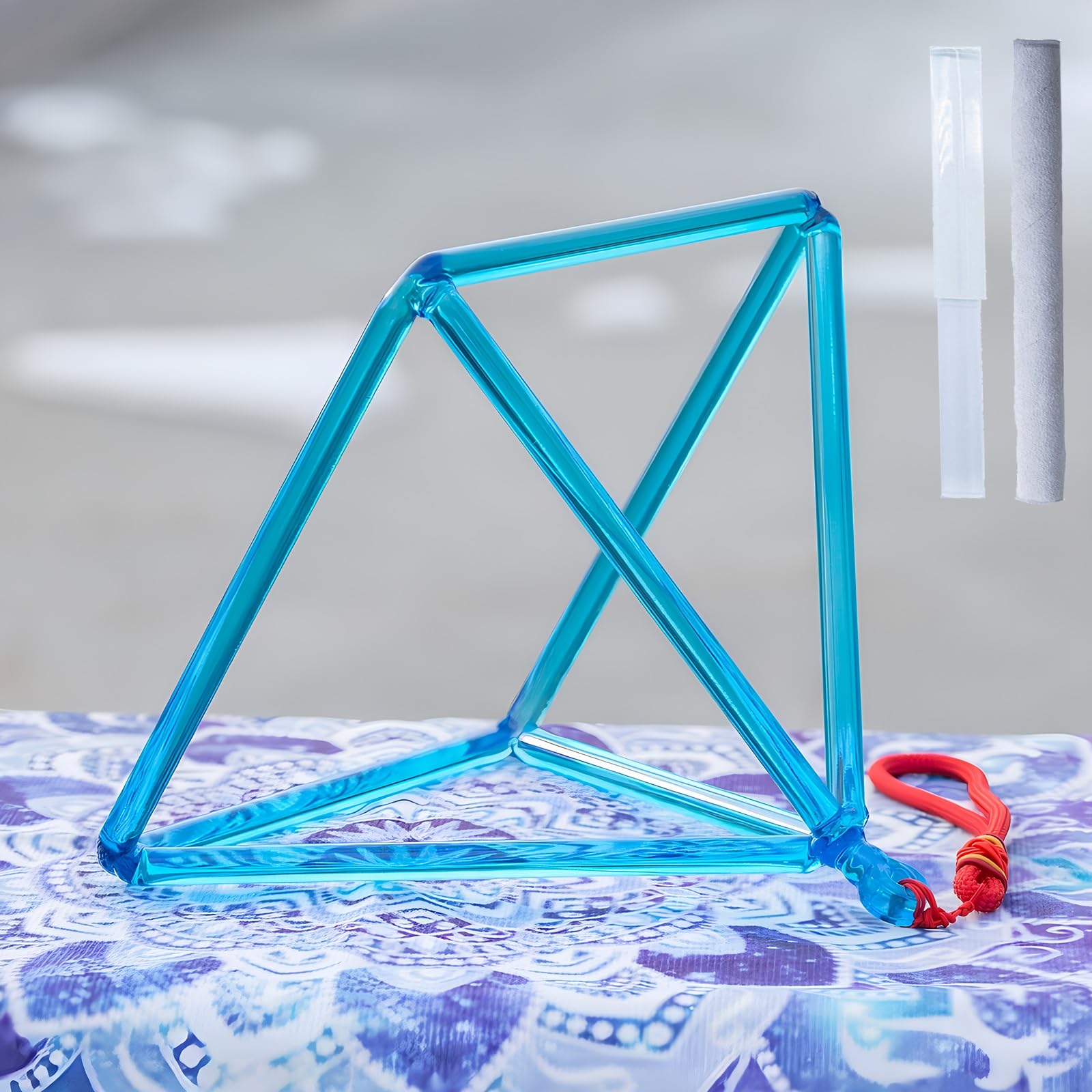 ZDHGHA Blue Quartz Crystal Singing Pyramid Crystal Singing Pyramid Healing Musical Instrument for Sound Healing Meditation Accessories(11 inch)
