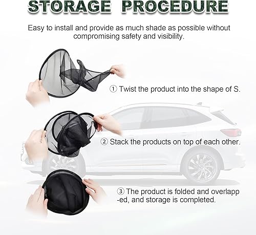 Miniatura 6 de Paquete de 2 parasoles para ventana lateral de automóvil, protección universal contra el deslumbramiento y los rayos UV para tu hijo, protección