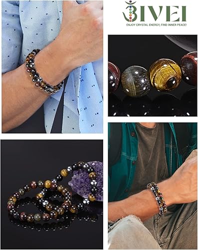 Miniatura 5 de Bivei - Pulsera elástica de cuentas redondas de cristales curativos semipreciosos naturales, hecha a mano, rellenadores de regalo para mujeres,
