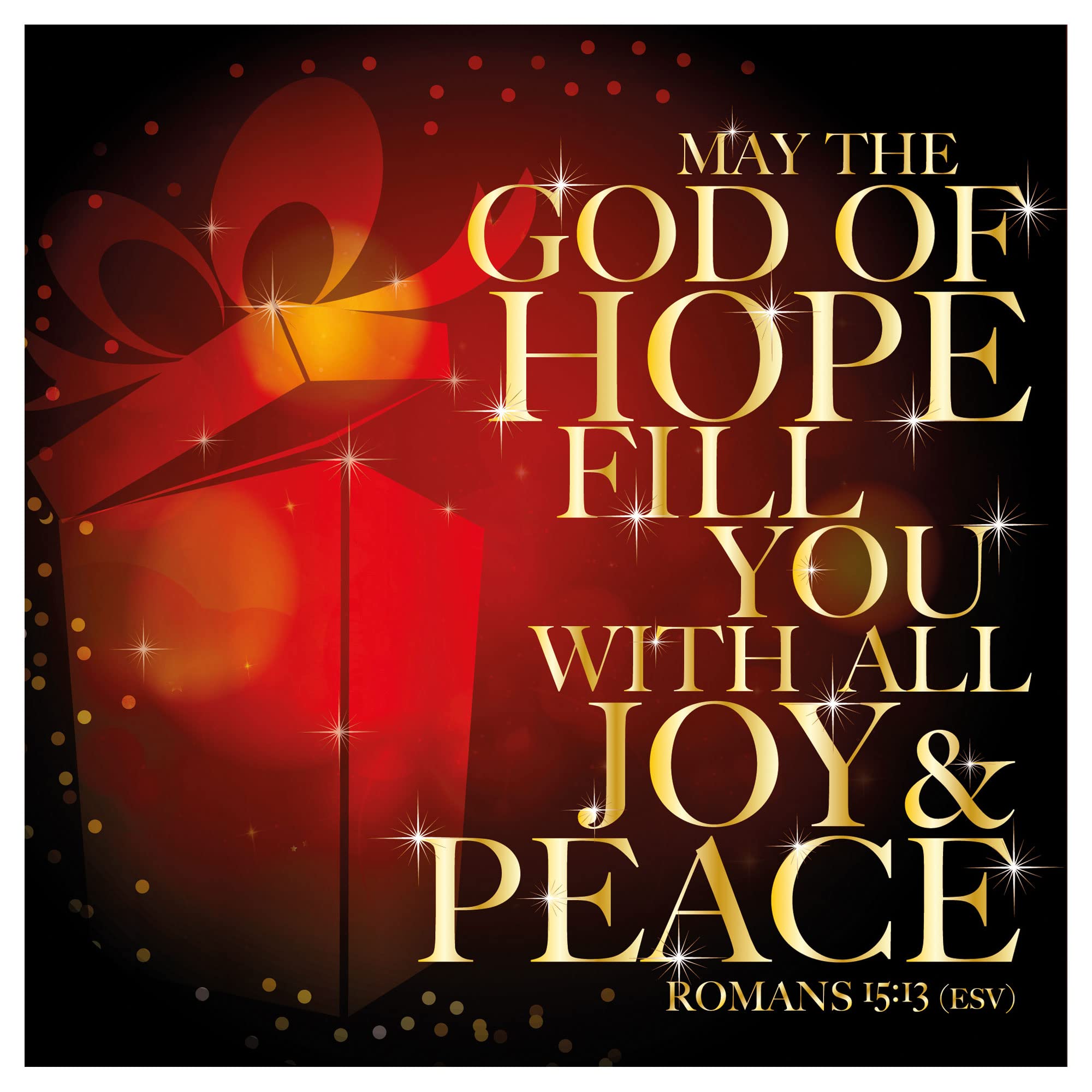 Christian Christmas cards, pack of 10, Joy & Peace, with Bible verse Romans 15:13 inside these religious Christmas cards