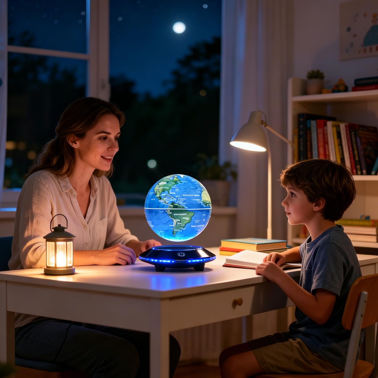 Globo magnetico a levitazione, 6 pollici Mappamondo galleggiante a levitazione LED, rotazione automatica sospesa a mezz'aria con controllo tattile per la decorazione della scrivania di casa e ufficio