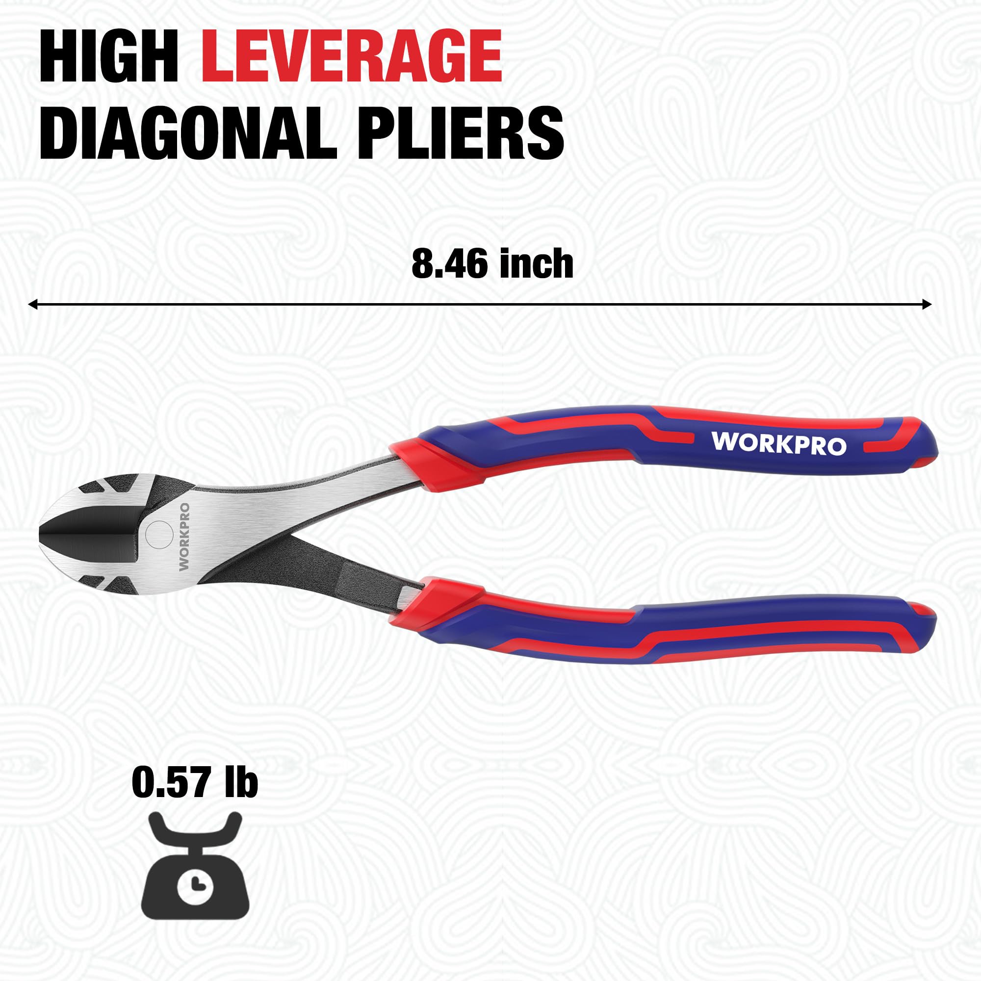WORKPRO 8" Diagonal Pliers - Heavy Duty Cutters -2
