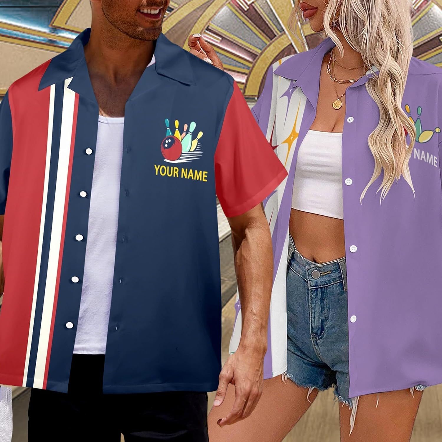 Custom Bowling Shirts Customized Unisex Short Sleeve Button Down Casual Shirt Personalized Name Jersey for Men - Image 3