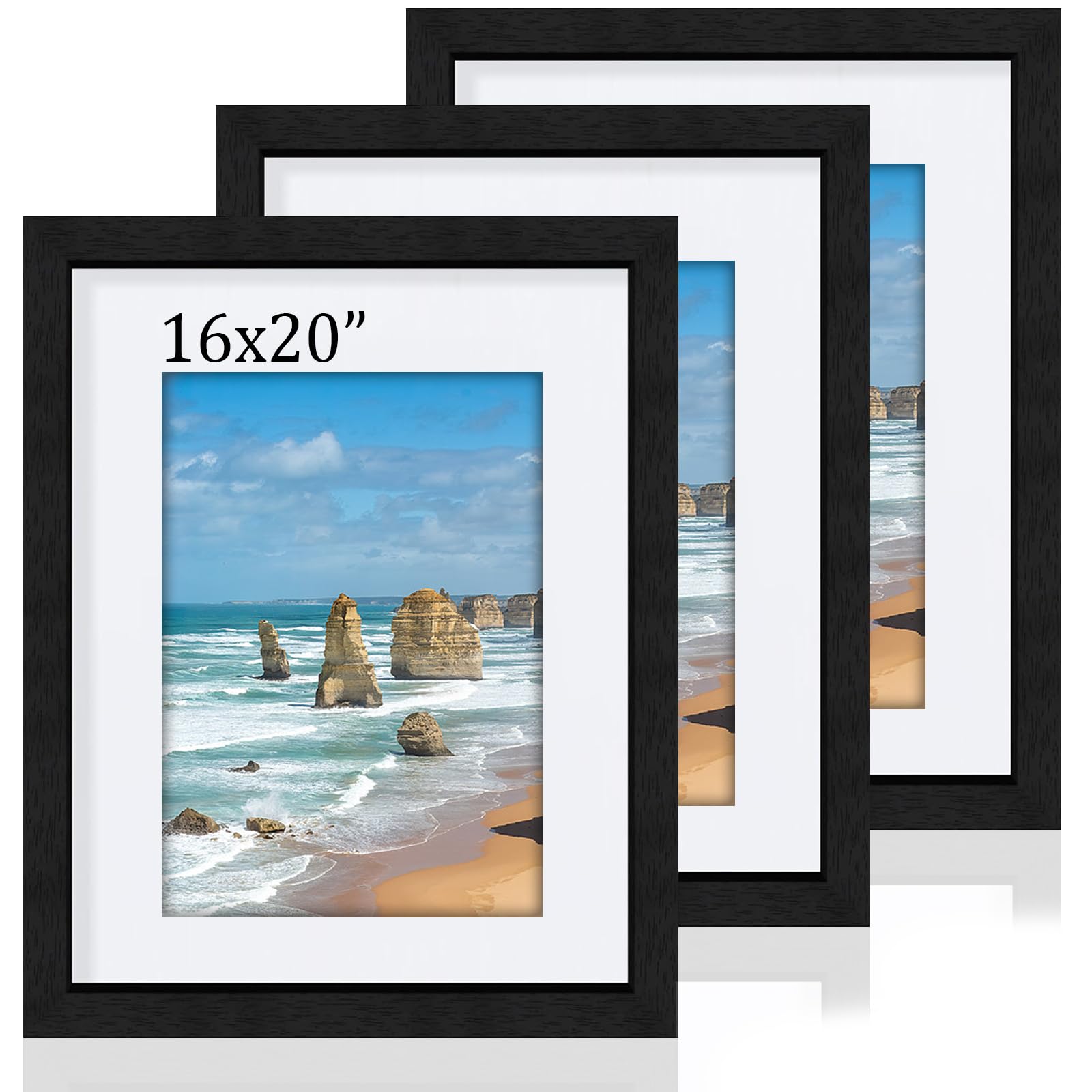 16x20 Picture Frame, Wooden 16x20 Photo Frames, with 13.6x10.6 inch Mount — image 1