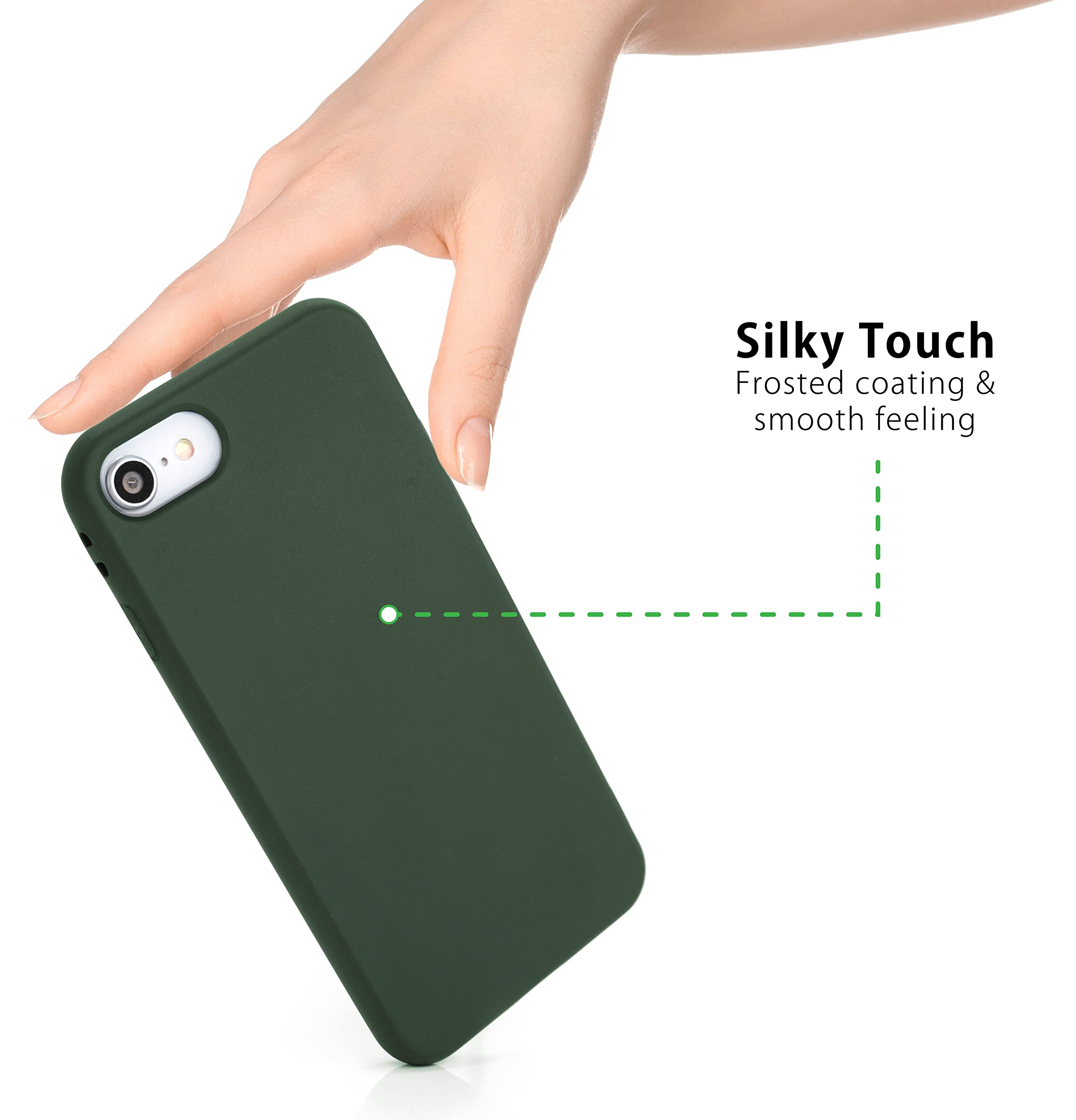YATWIN Cover per iPhone SE 2022/2020, Custodia in Silicone Morbido con Tagli di Precisione per Fotocamera, Design Ultra Sottile, Protezione 360° con Bordi Rialzati, Verde Menta