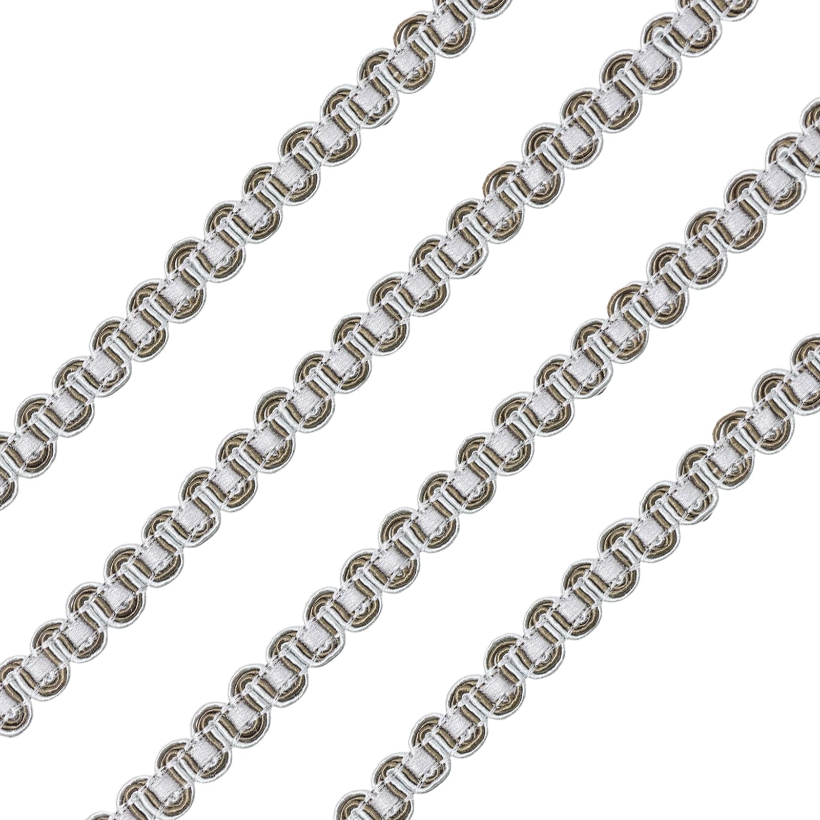Yalulu 12 Meters Polyester Gimp Braid Trim, S Shape Woven Braid Trim Sewing Edge Trim Decorative Trim for Curtain DIY Costume Accessories (Grey)