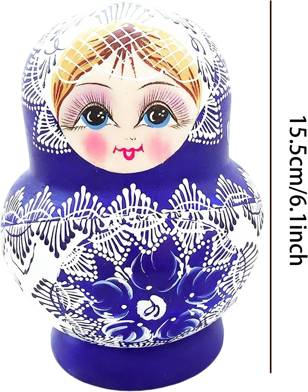 10 Pieces Wood Russian Nesting Dolls, Blue and White Porcelain Pattern Design Nesting Dolls, Wooden Stacking Toys