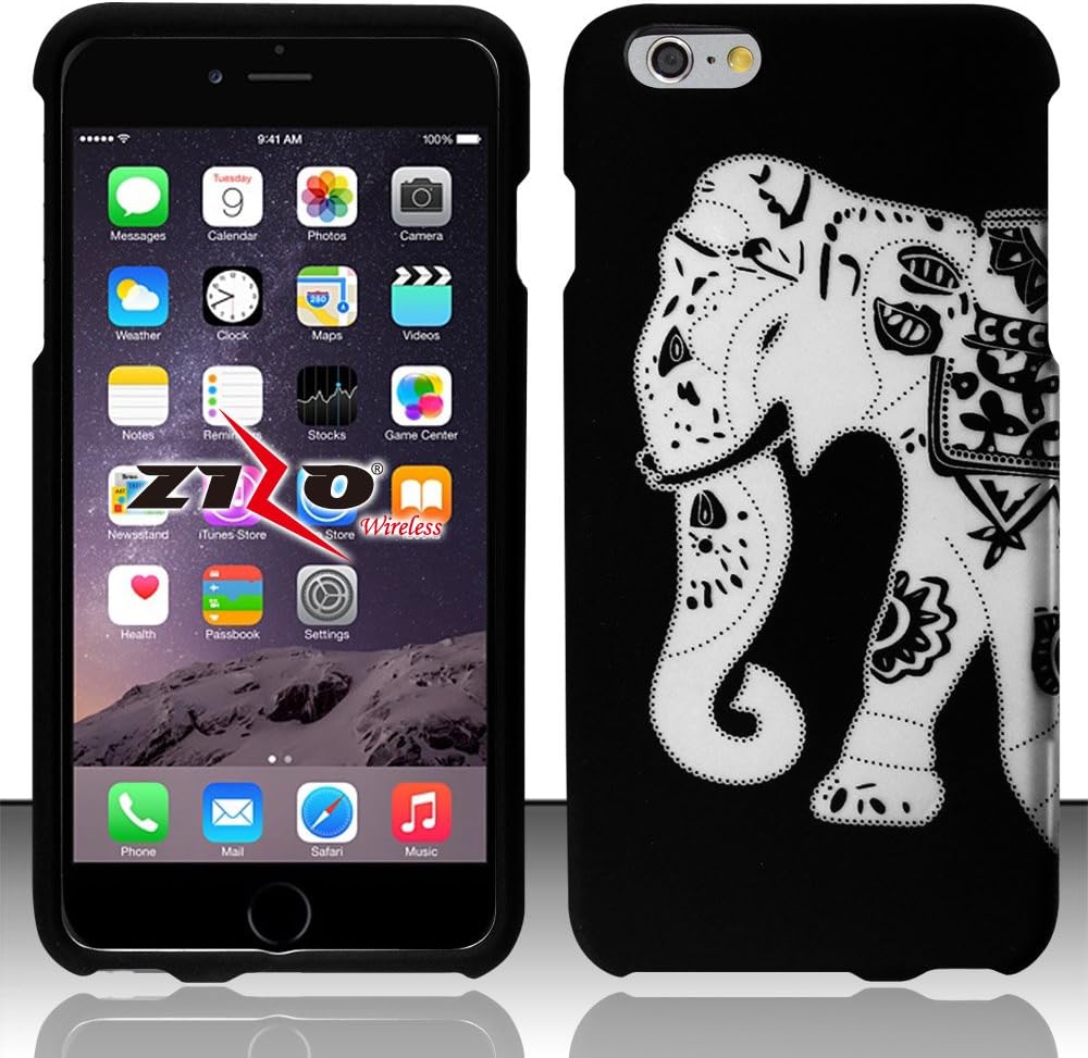 iPhone 6 Plus 5.5 Inch Case - Wydan (TM) 2-Piece Snap On Design Hard Case Cover For Apple iPhone 6 Plus 5.5 Inch - Elephant - Black White w/Wydan Stylus Pen, Prying Tool