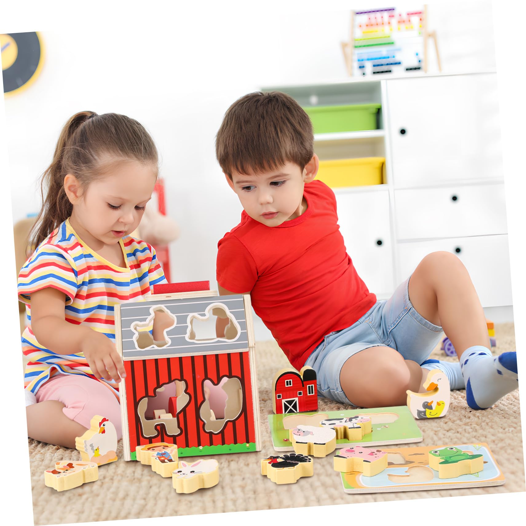 VANZACK Giocattolo Animali da Fattoria in Legno per Bambini | Bimbi 2-5 Anni, Attività Montessori Stem, Uso Versatile in Casa E'aperto