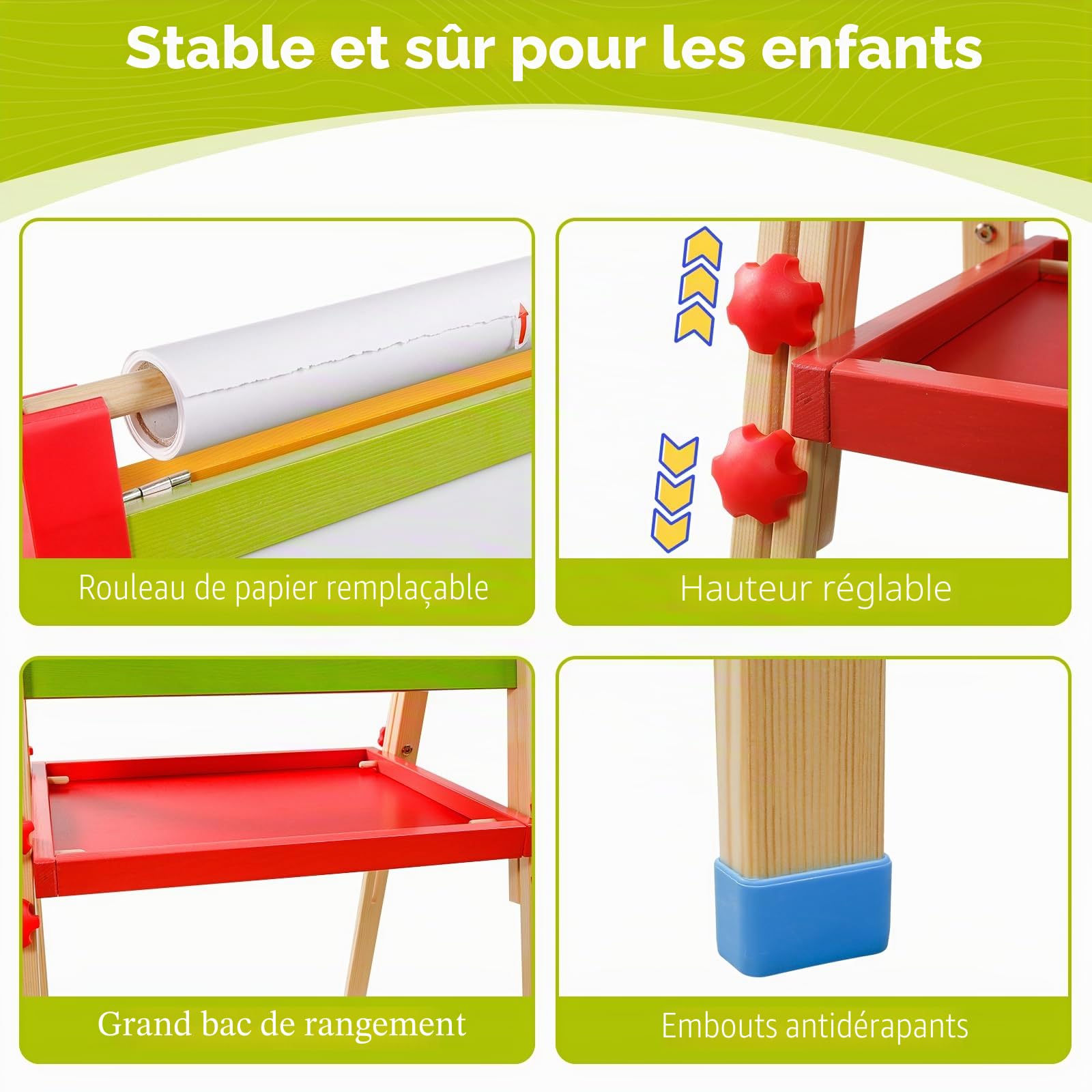 Easy Playhouse double face blanc tableau noir chevalet dessus de table en bois e