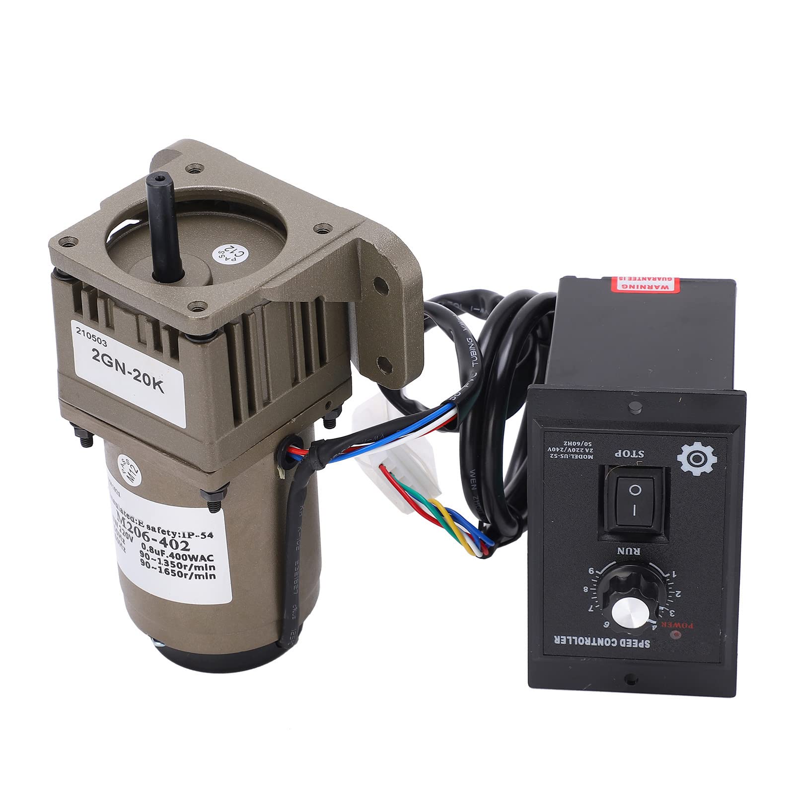Motor de engranaje eléctrico, CA 220V 6W Motorreductor asíncrono monofásico Velocidad ajustable de desaceleración(20K)