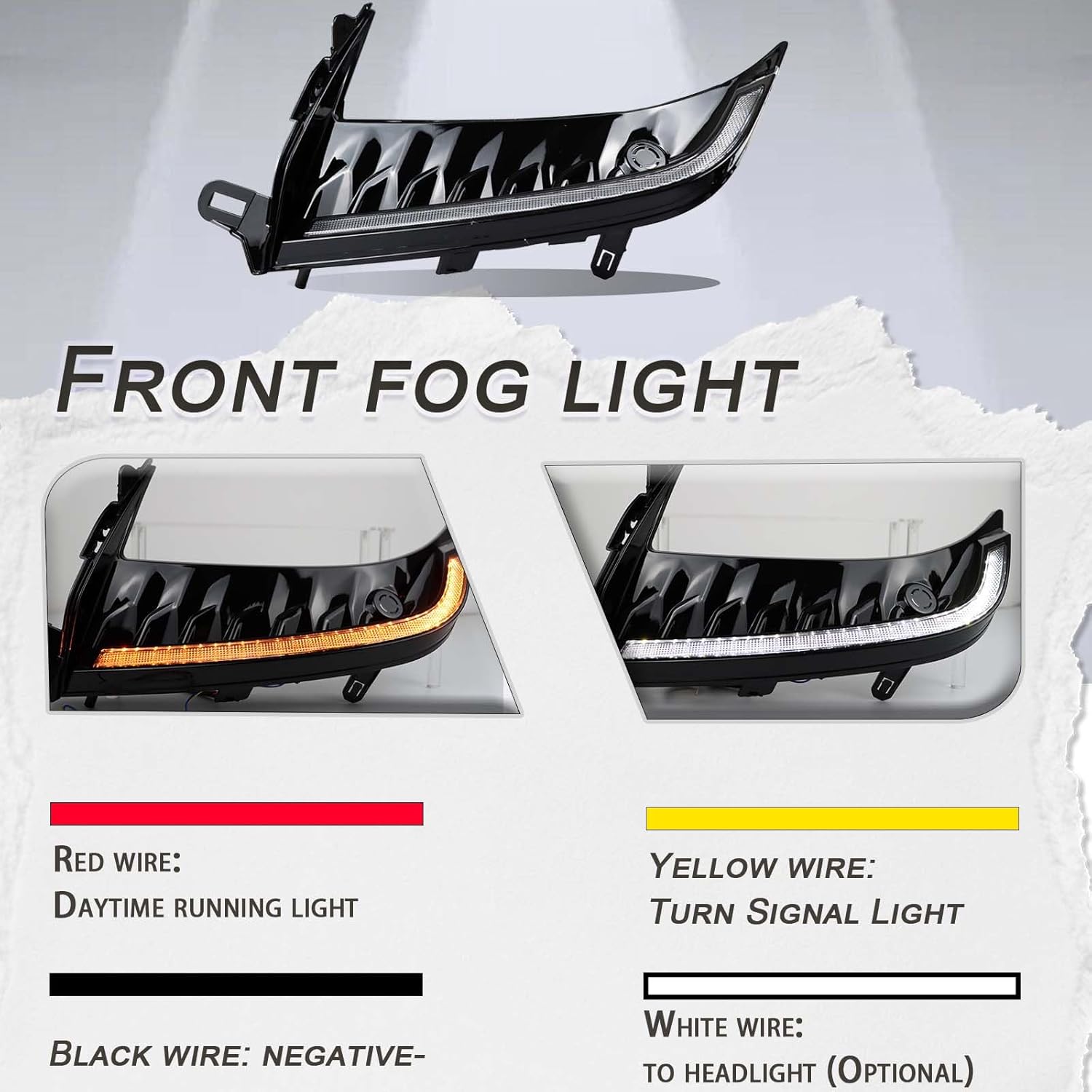 Switchback White & Amber LED Front Fog LED Daytime Running Light Sequential Turn Signal DRL Feature Accessories Compatible with Toyota Camry 2025 SE Replacement OEM Trim