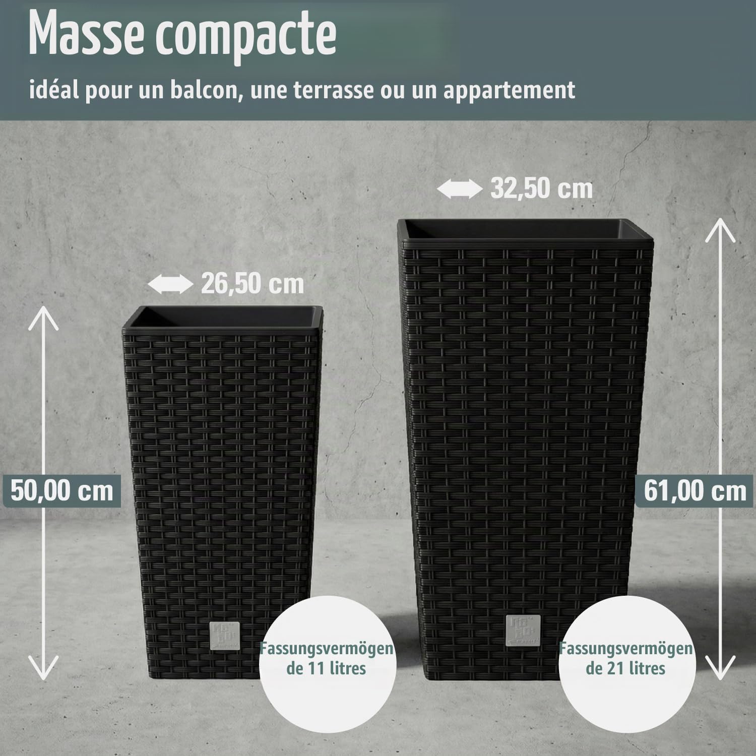 Marmite Rato 49 litres avec insert 32,5 x 32,5 x 61 cm en couleur anthracite