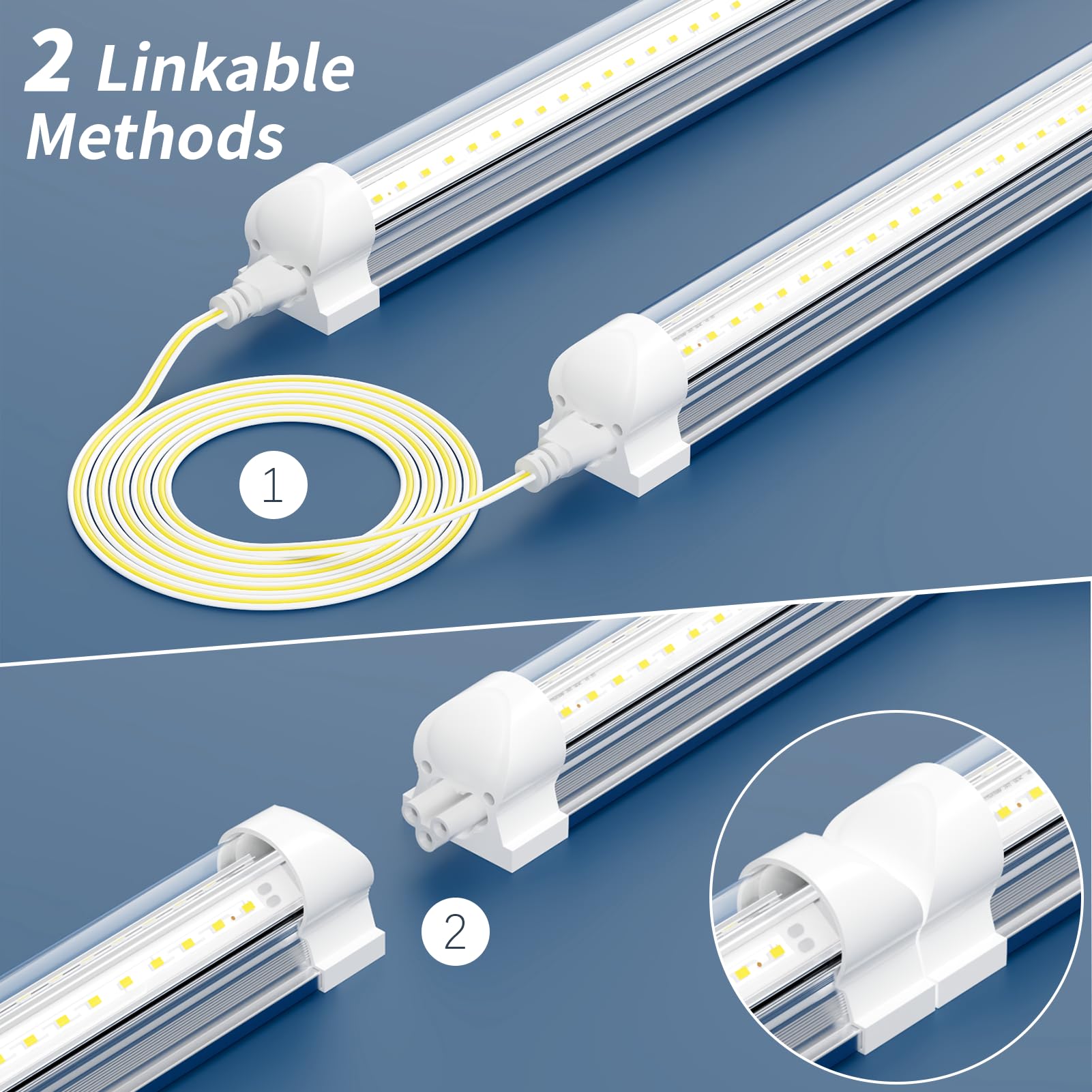 12-Pack T8 LED Shop Light 4FT 42W 6300 Lumen 5000K Daylight 4 Years Warranty Linkable and Plug and — view 2