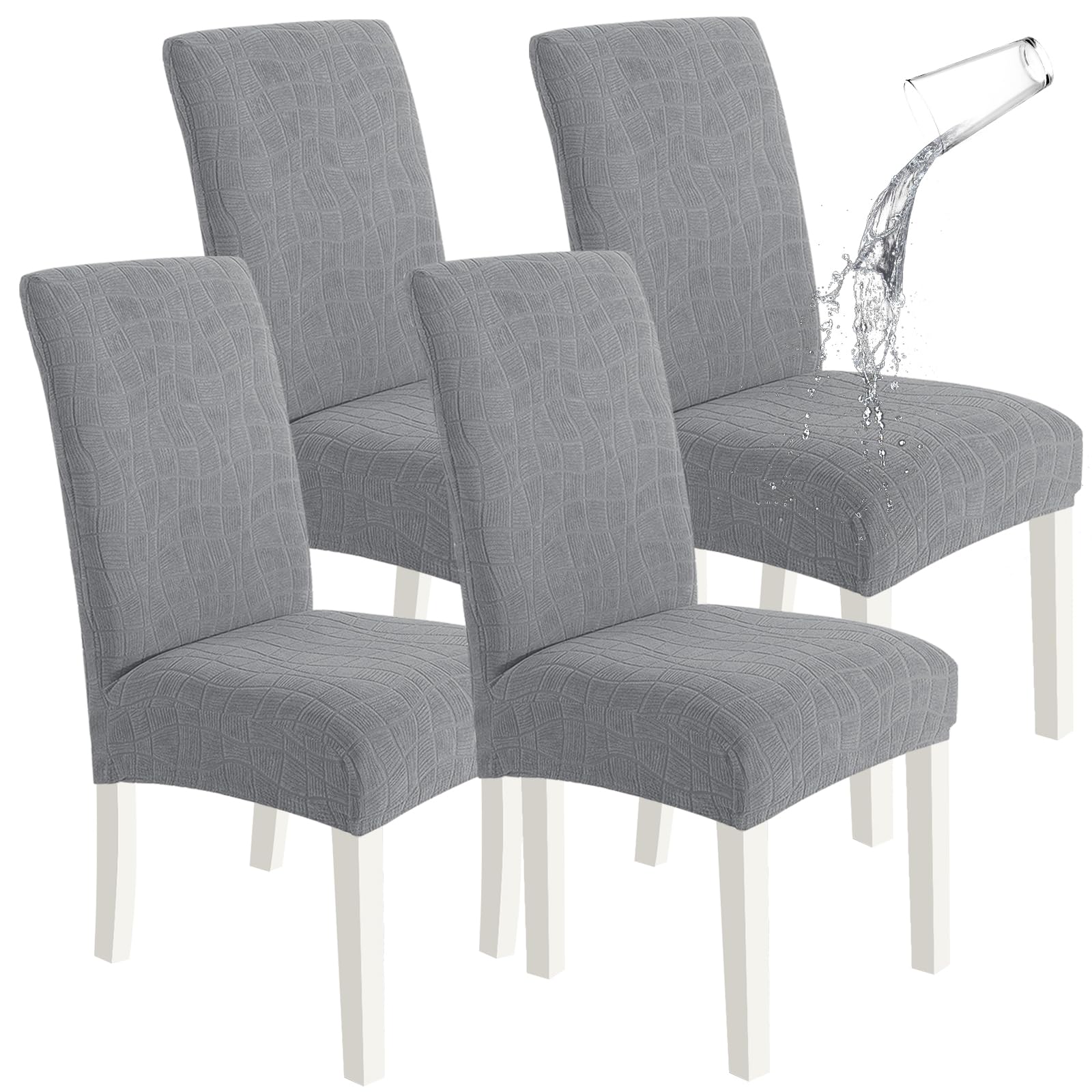 Ystyle Stretch Stuhlhussen 4er Set, Stuhlbezug Elastischer, Hellgrau