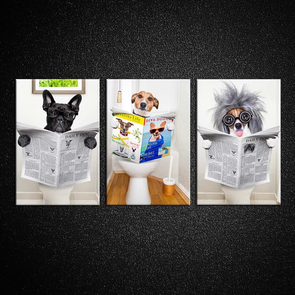 Amazon.com: Wall Art with Dogs For Bathroom