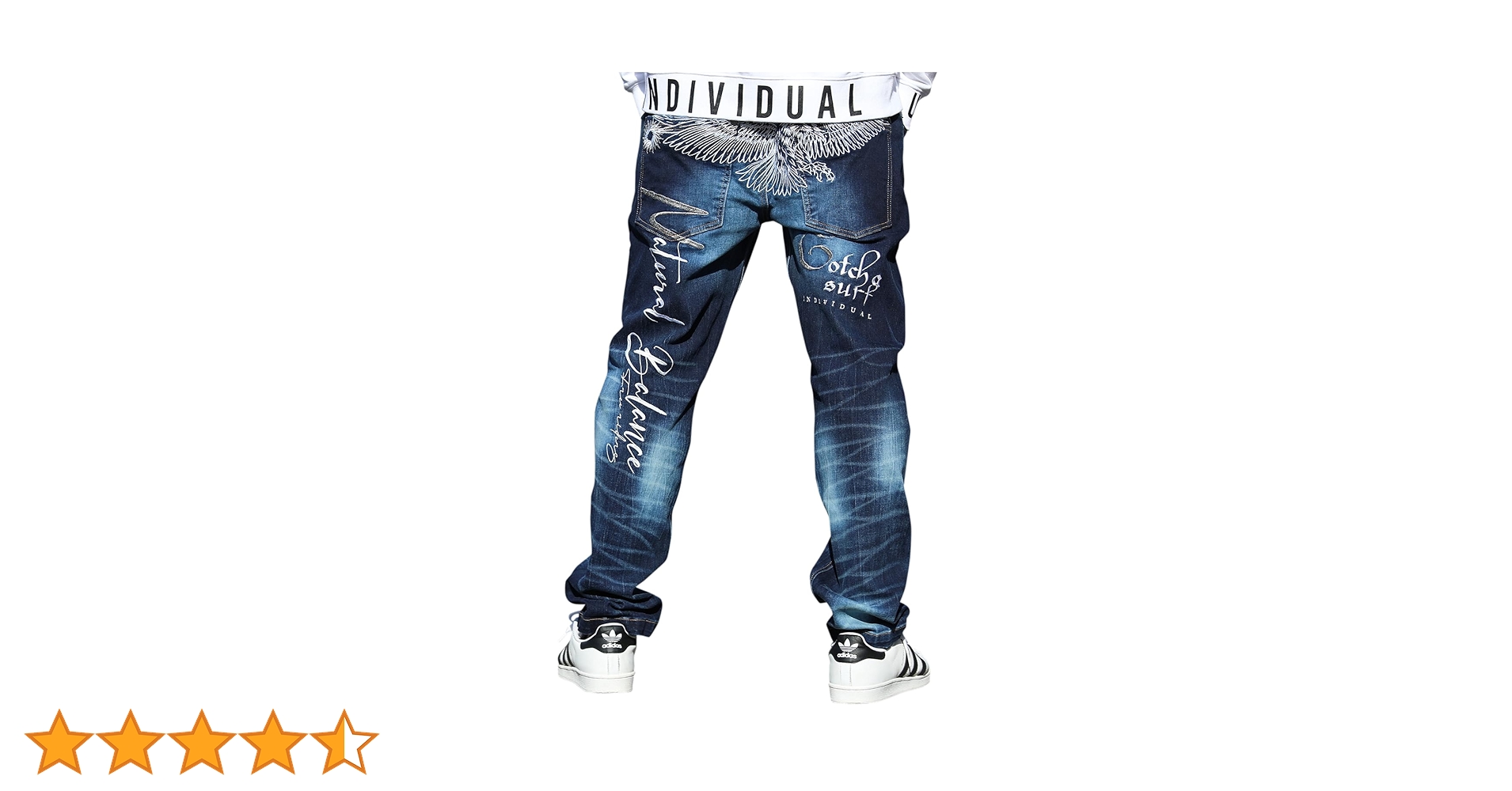 Amazon | [ガッチャ] イーグル 刺繍 デニムパンツ ジーンズ