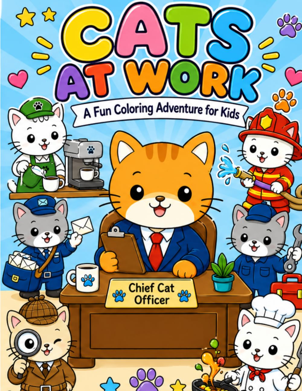 Cats at Work: A Fun Coloring Adventure for Kids: Cute and Easy Animal Job Coloring Pages with Simple Bold Lines for Toddlers, Preschool & Kindergarten