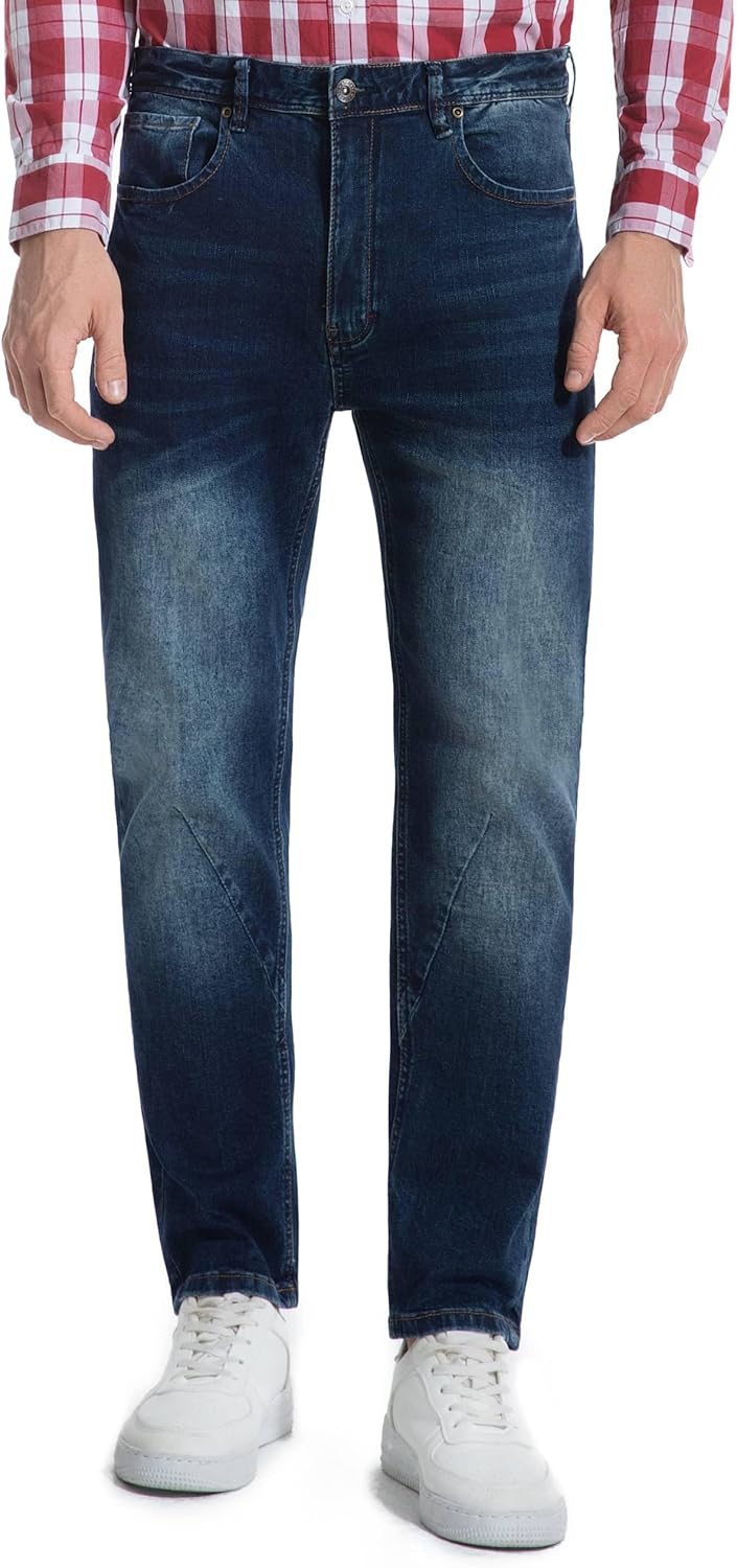 AbleTree Jeans for Short Men 27" Original Straight Taper Fit Short Length Casual Stretch Denim Pants AT01