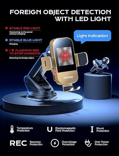 Miniatura 9 de CHGeek Cargador de Coche Inalámbrico, Carga Rápida de 15W, Cargador de Coche con Abrazadera Automática, Soporte para Teléfono Compatible con iPhone