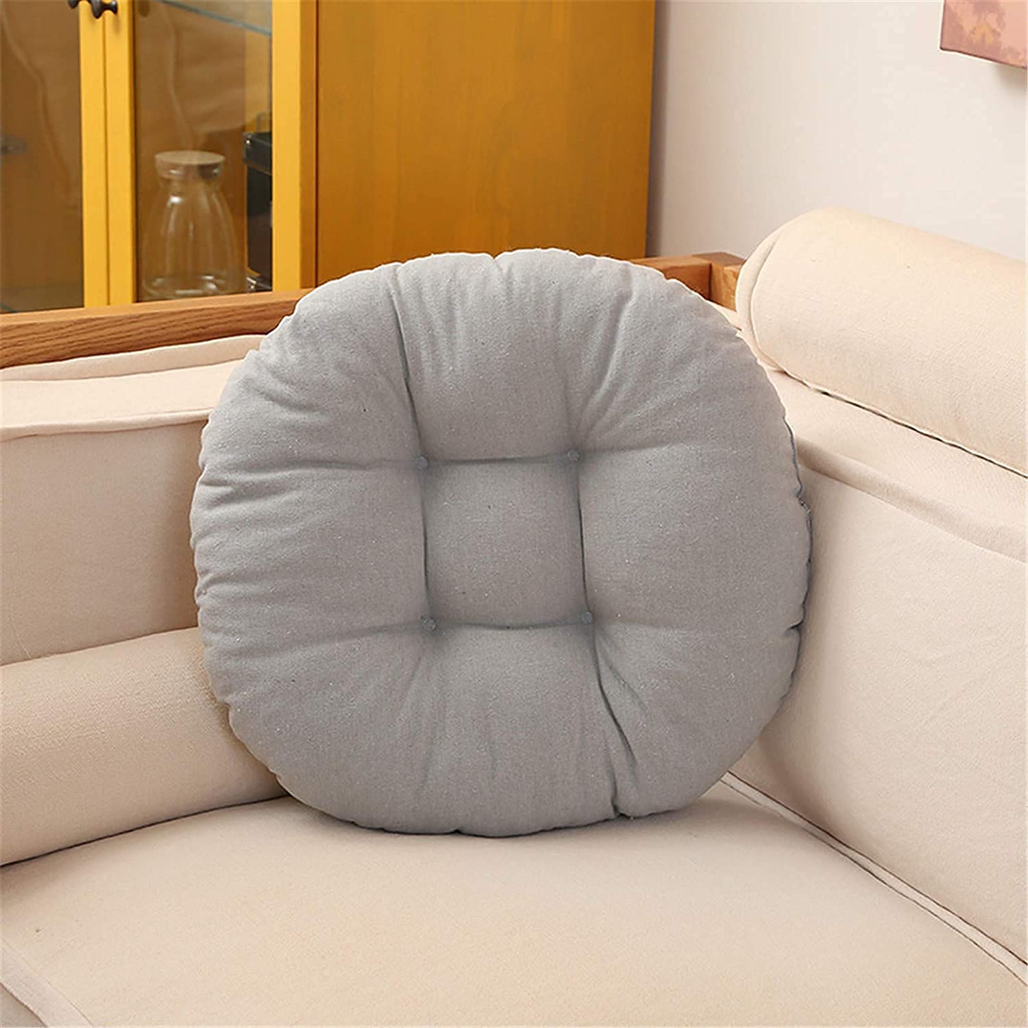 Coussin d'assise rond rose en coton et lin de qualité supérieure pour mobilier