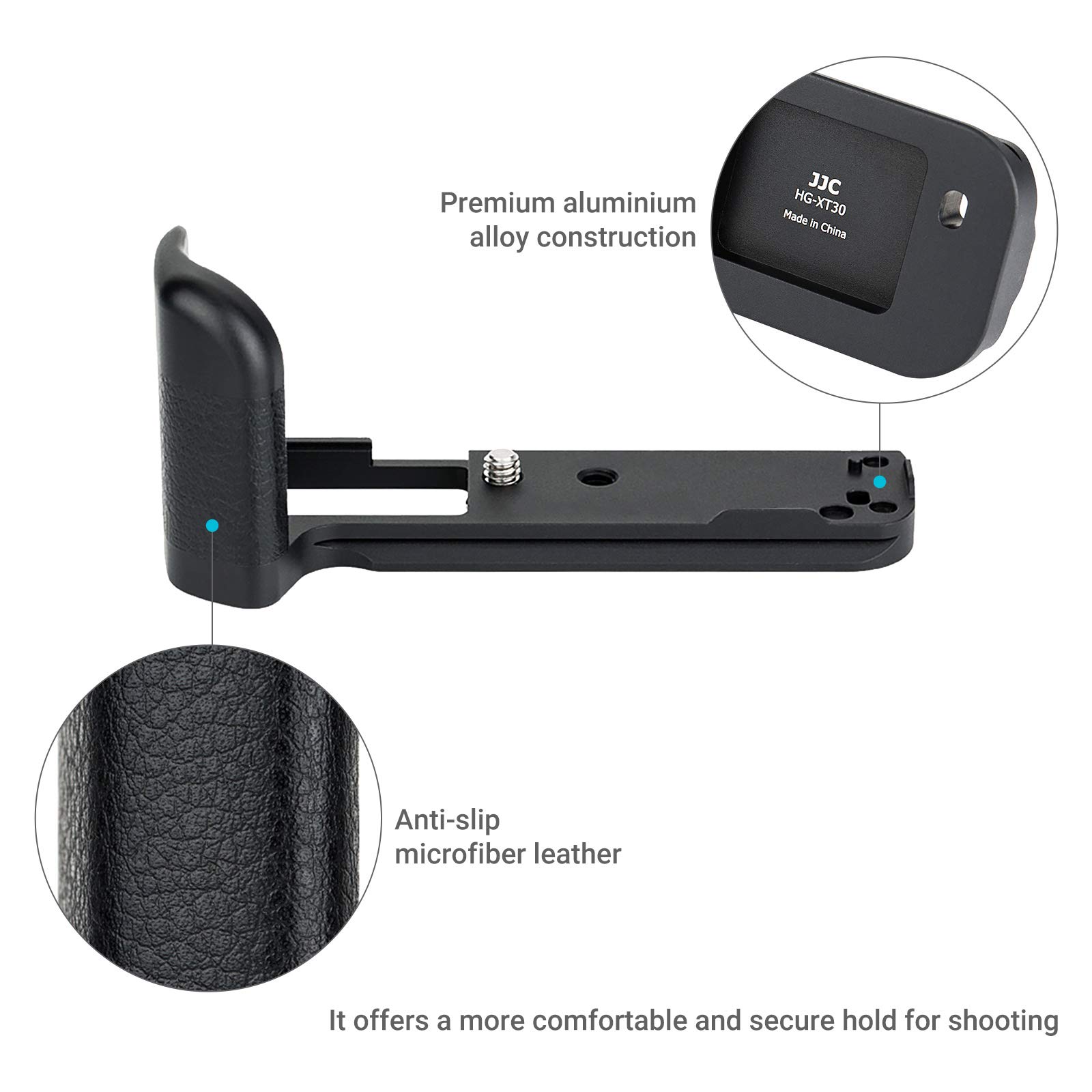 JJC Grip Metallo Impugnatura per Fujifilm Fuji X-T30III X-T30II X-T30 X-T20 X-T10 sostituisce Fujifilm MHG-XT10 Hand Grip