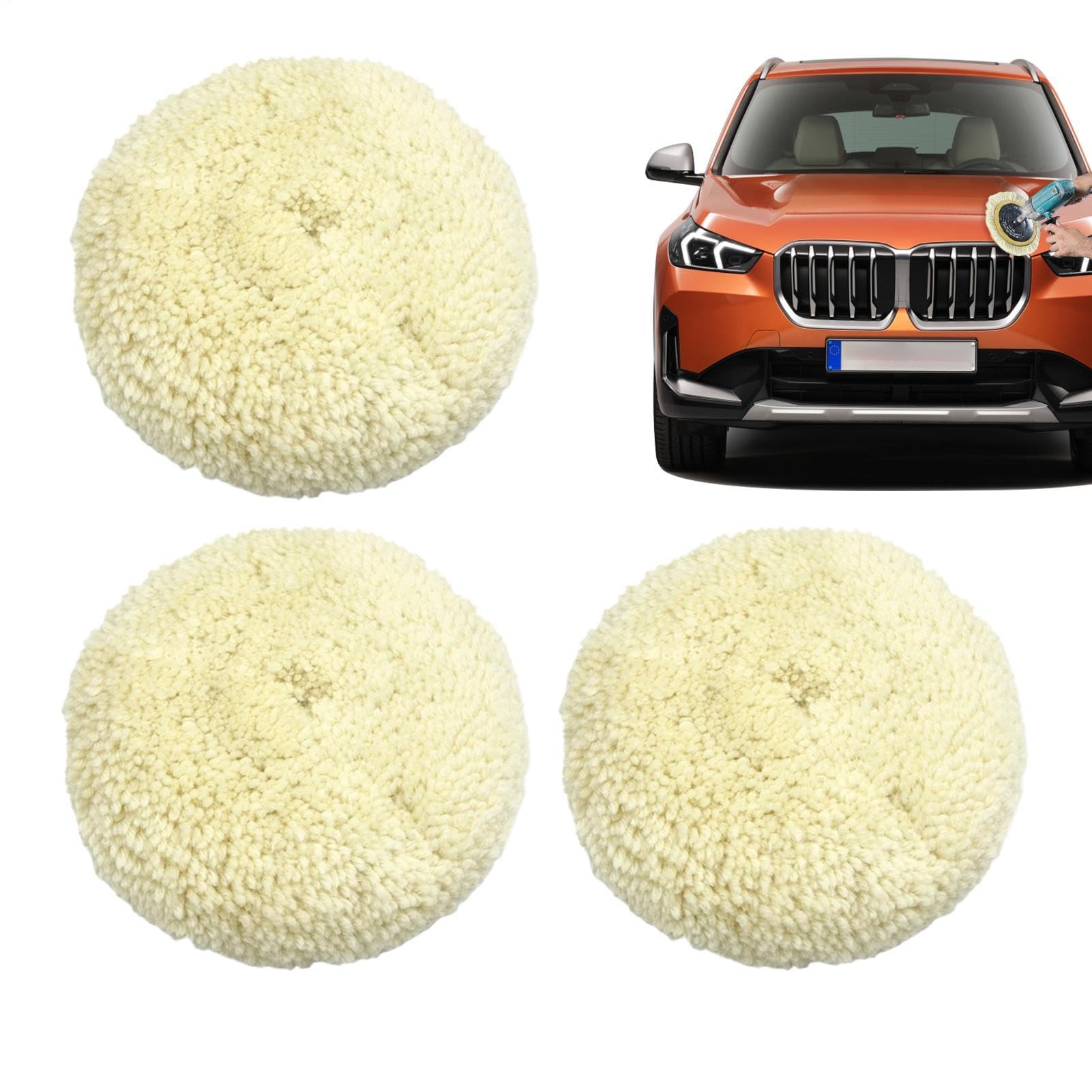 Pack de 3 almohadillas de lana de 15 cm para pulidora de coche 8