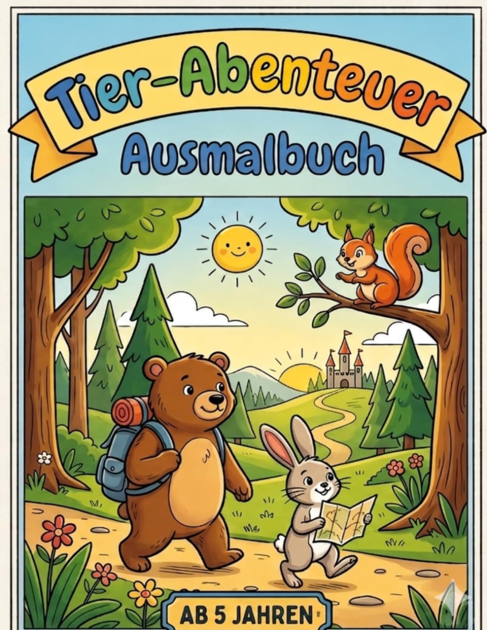 Tier-Abenteuer: Ausmalbuch