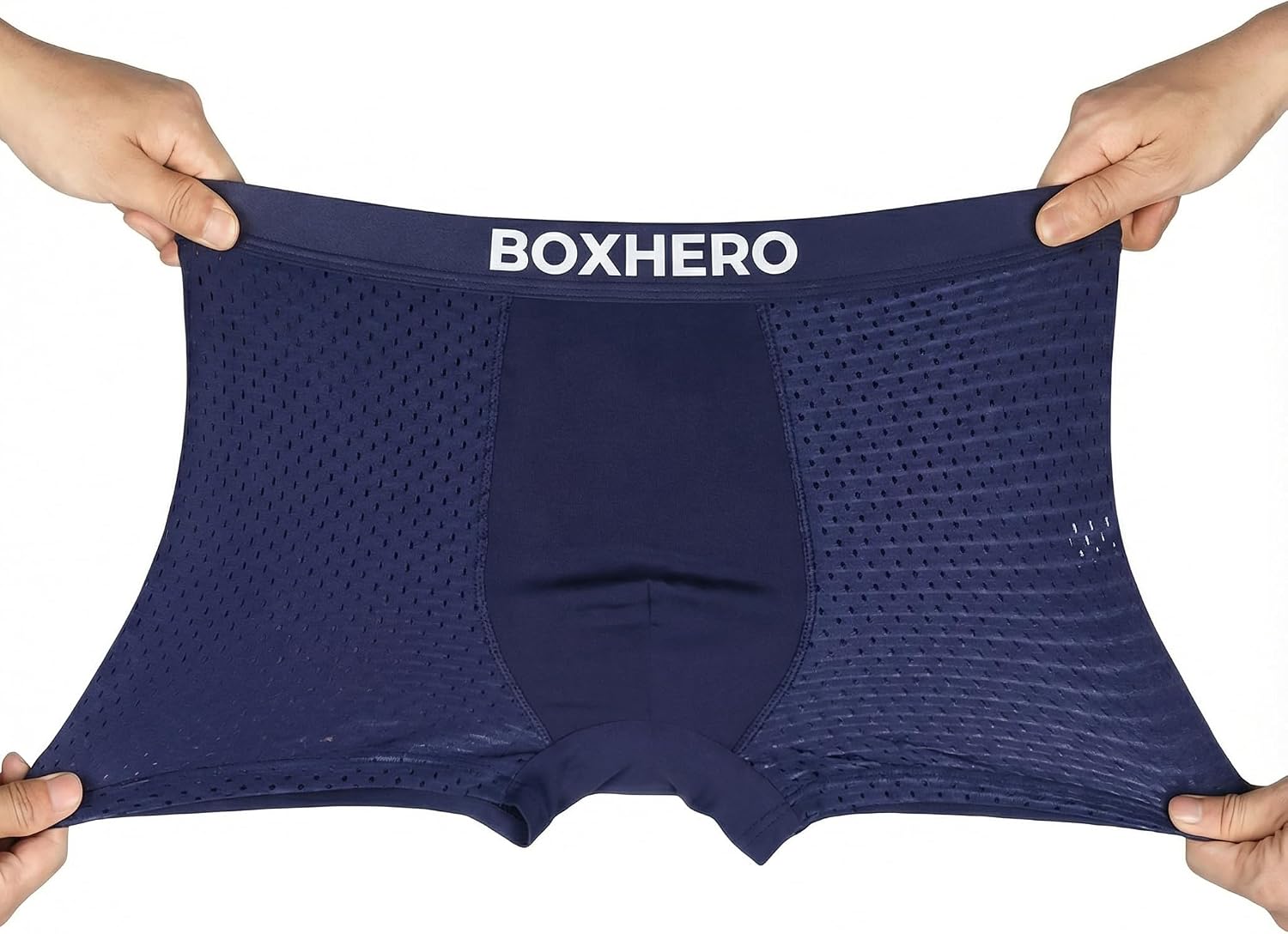 BOXHERO Men’s Breathable Mesh Boxer Briefs 5-Pack, Moisture-Wicking Cooling Underwear, Soft 4-Way Stretch, No-Ride-Up Legs