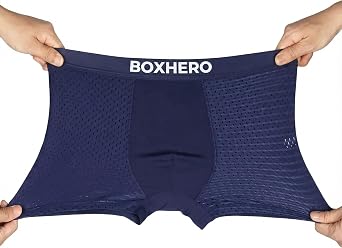 BOXHERO Mens Breathable Mesh Boxer Briefs 5-Pack, Moisture-Wicking Cooling Underwear, Soft 4-Way Stretch, No-Ride-Up Legs