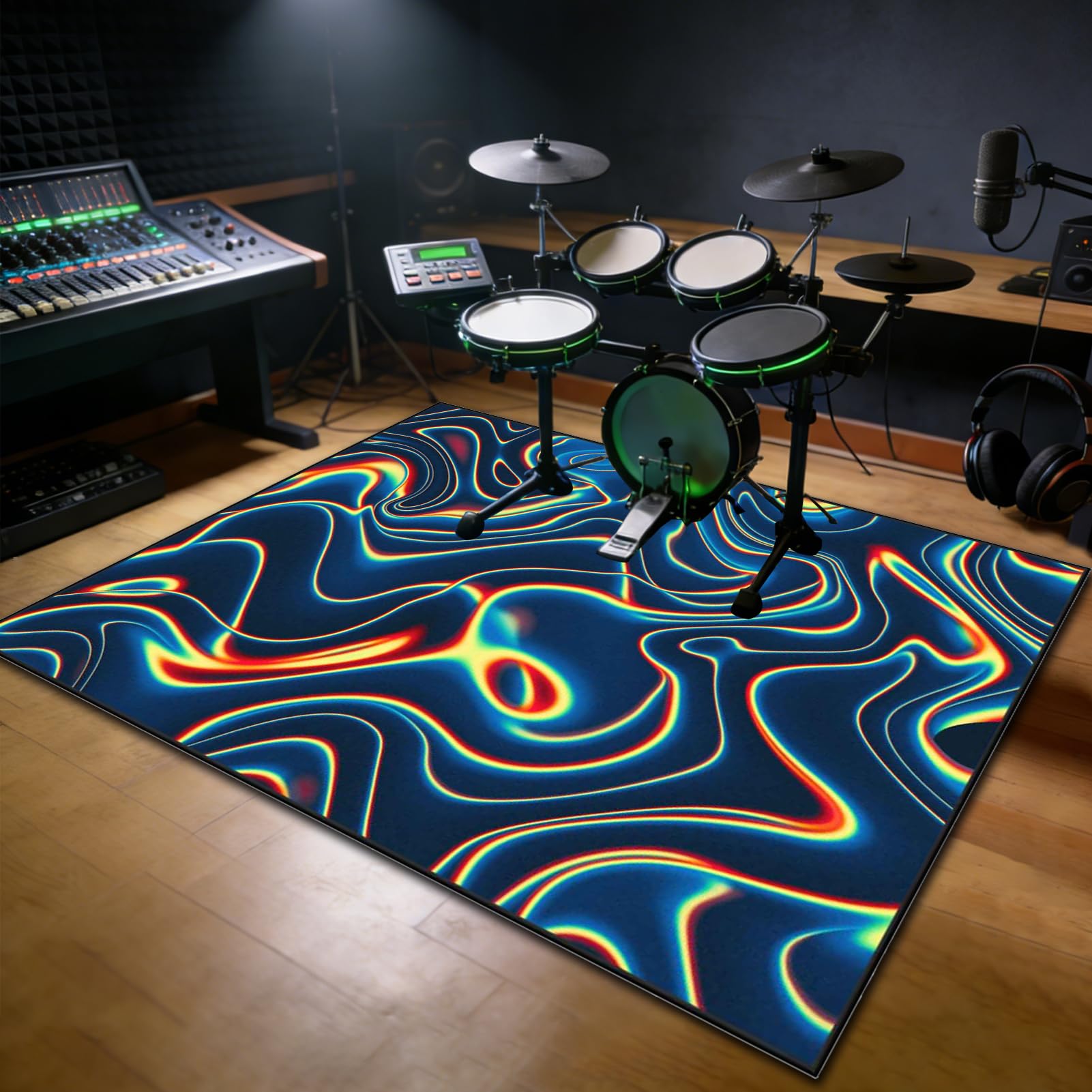 140 x 120 cm Dywan z baterią elektroniczną Dźwiękoszczelny Antypoślizgowy Dywan Pochłaniający Akustyczny Profesjonalna mata do instrumentów muzycznych do instrumentów muzycznych do gitary basowej