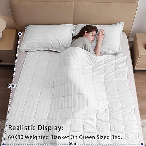 Vista 118 de yescool - Manta con peso, 7 libras, fresca, transpirable, con cuentas de cristal prémium, lavable a máquina, para dormir, 60-90 libras, 41 x 60 Gris