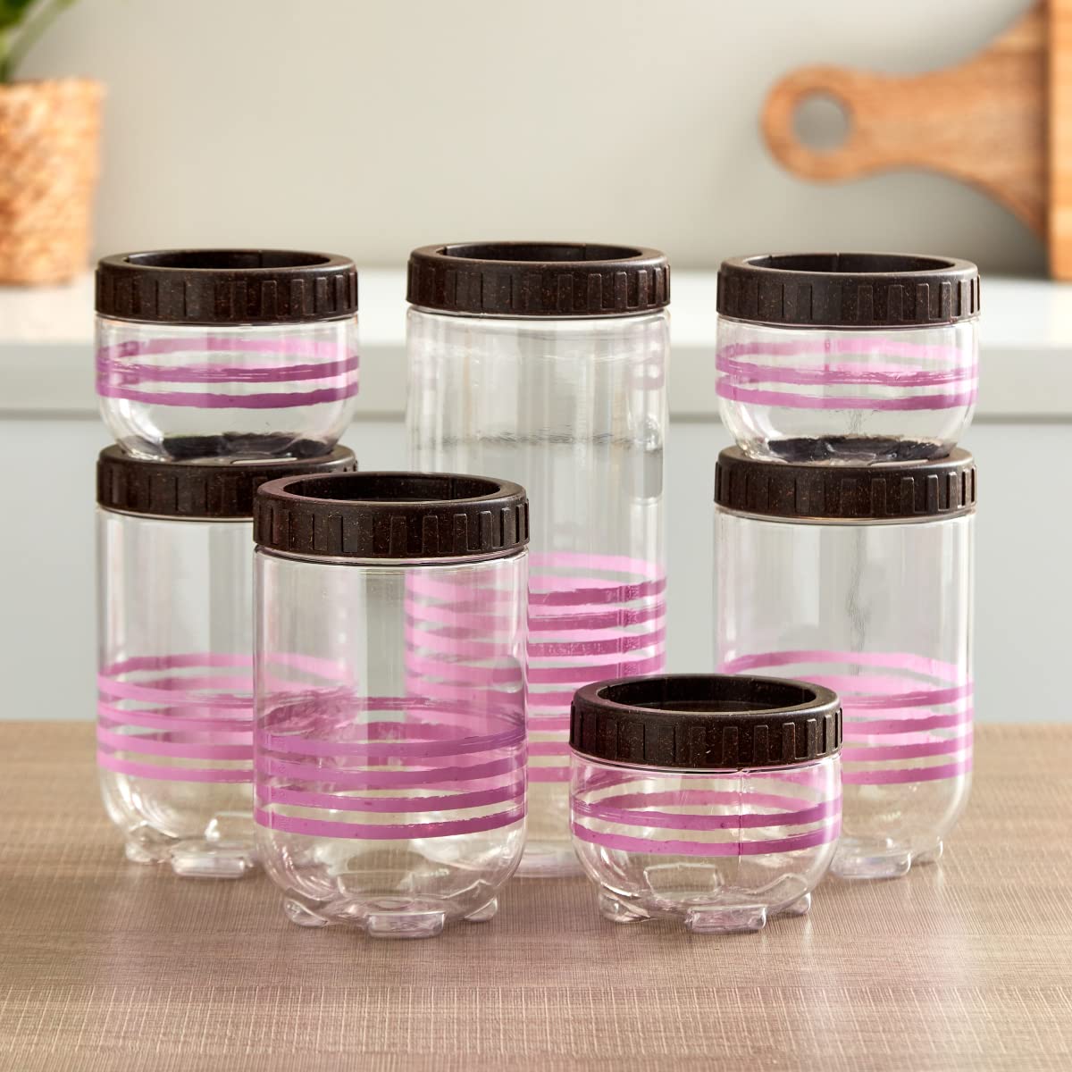HOMEBOX Bios 7-Piece Stack and Store Jar Set Multicolour