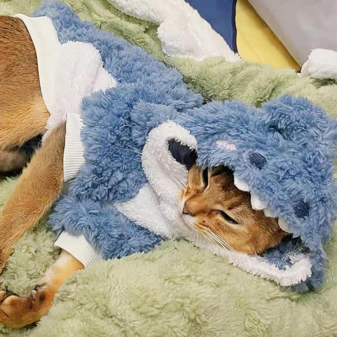 Disfraz de Tiburón para Perro Pequeño, Sudadera de Vellón Azul miniatura 7