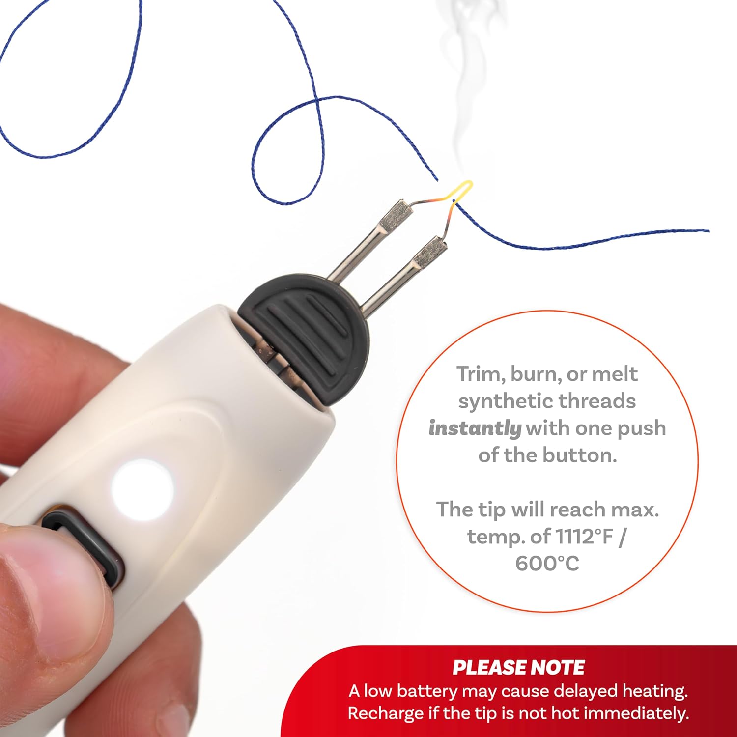 The Beadsmith Rechargeable ThreadZap Craft Burner – Thread Zapper for Finishing Bead Weaving & Stringing Projects, Instantly Heats, 1112°F Maximum Temperature, Includes Replacement Tip & USB-C Cable