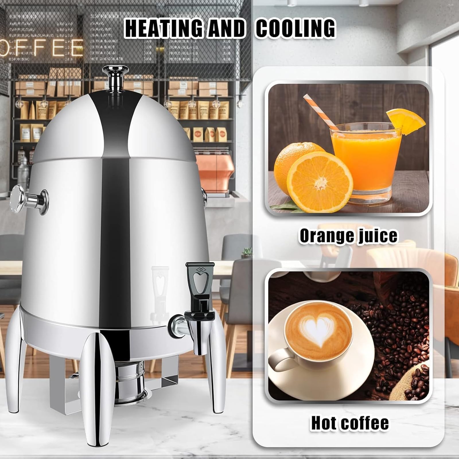 Urna de café con soporte para combustible, dispensadores de bebidas de acero inoxidable de 3,2 galones, lata de calentamiento continuo, té, agua, café, urna con espiga para fiestas, buffet, catering