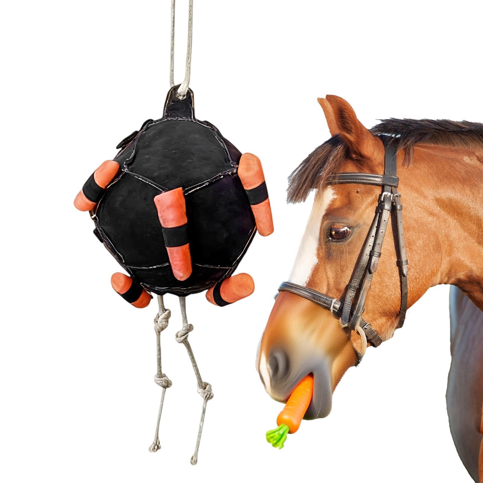 Horse Hay Ball, Ball Stall Toy for Horses, Treat Dispenser & Slow Feeder Toy, Carrot Dispenser & Treat Feeding Toys for Mental Stimulation, Dispensers and Hay Holder for Horses, Goats, Sheep