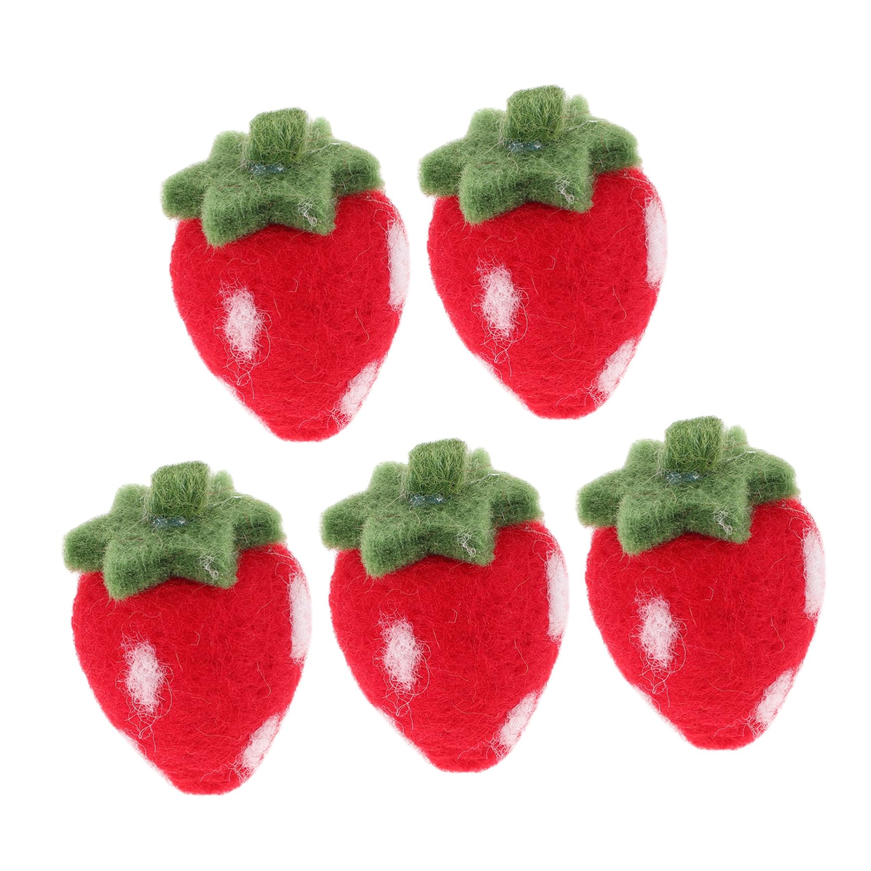 PRETYZOOM Needle Felted Strawberries 5pcs Fake Fruit Decor DIY Craft Supplies Perfect for Birthday Celebrations and Decorations