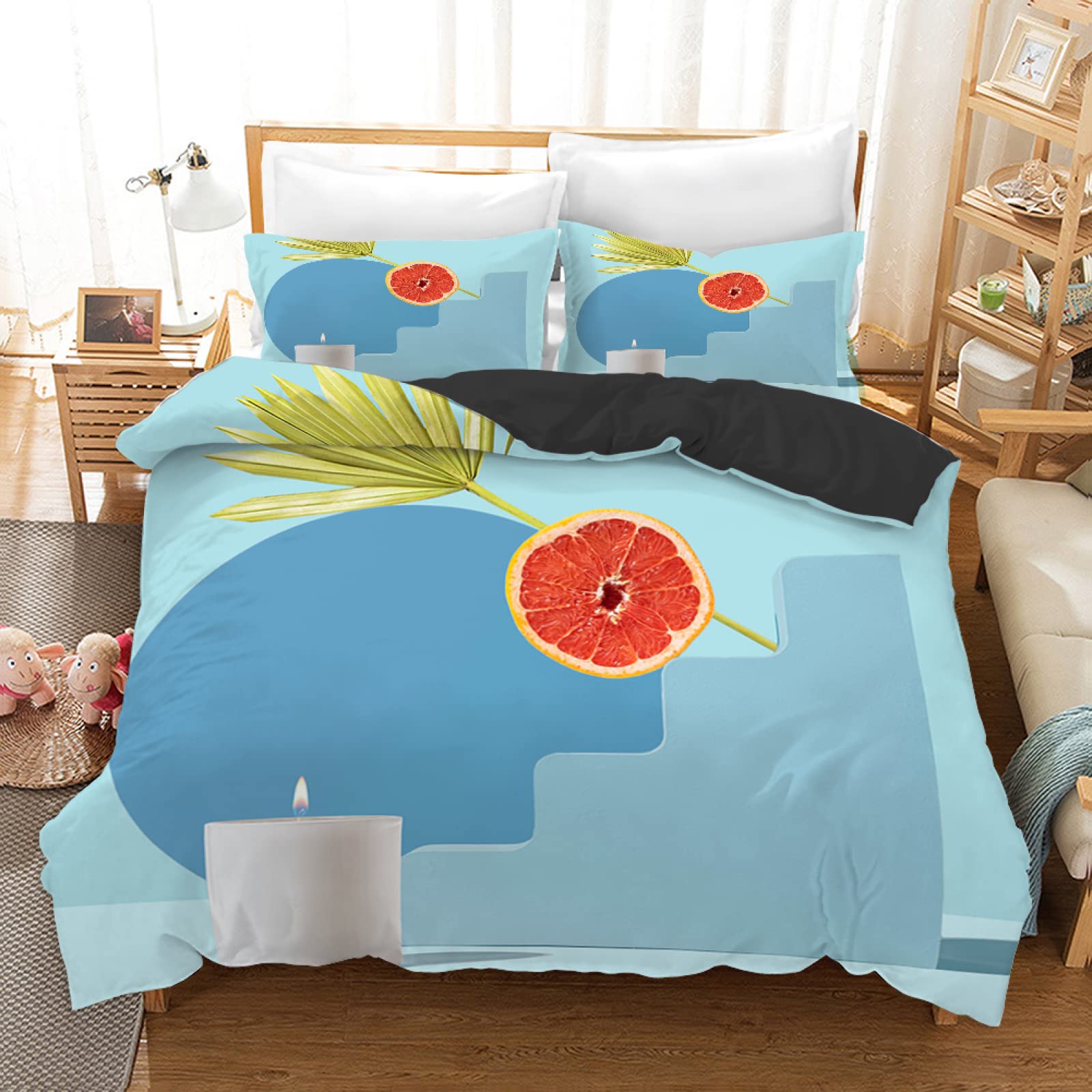 Parure housse de couette 110g/㎡ microfibre douce avec fermeture éclair lit ado