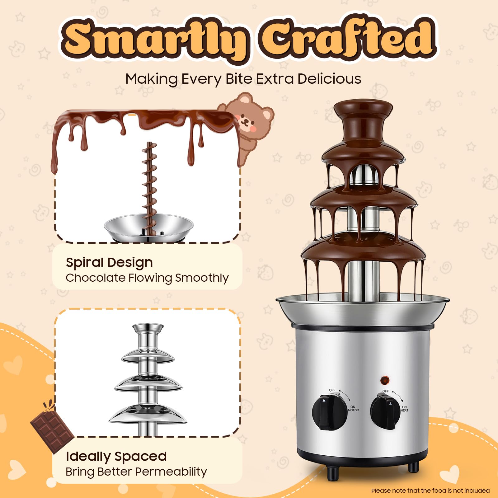 Fontaine À Chocolat Électrique 4 Étages 1,8L Professionnelle Cascade Chocolat 40°C Température Constante Acier Inoxydable, Machine Fontaine Chocolat Pour Fromage Fondue Fête Mariage