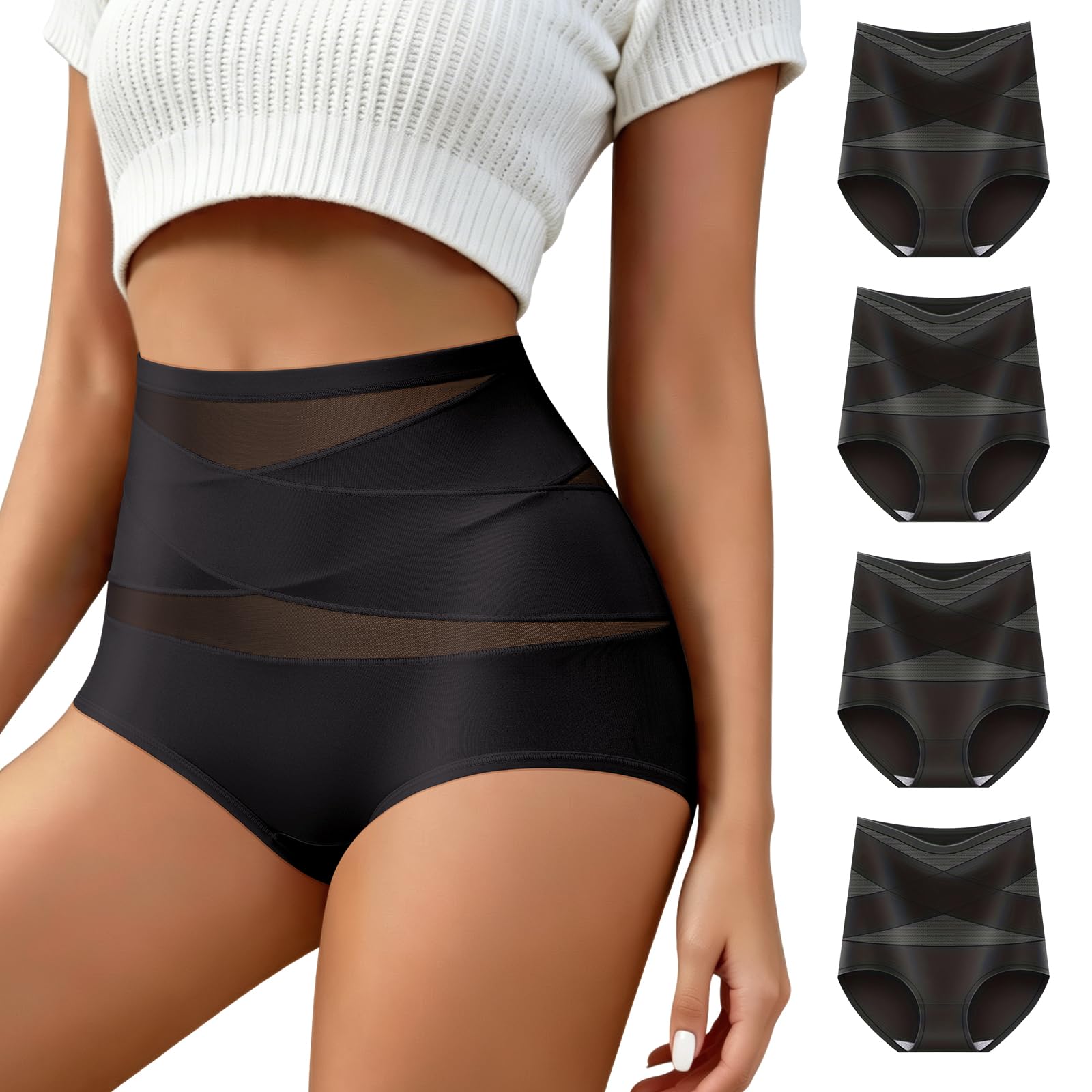 Damen Bauchkontroll-Unterwäsche, Seidig Weiche Ganzbedeckende Dehnbare Damen-Briefs