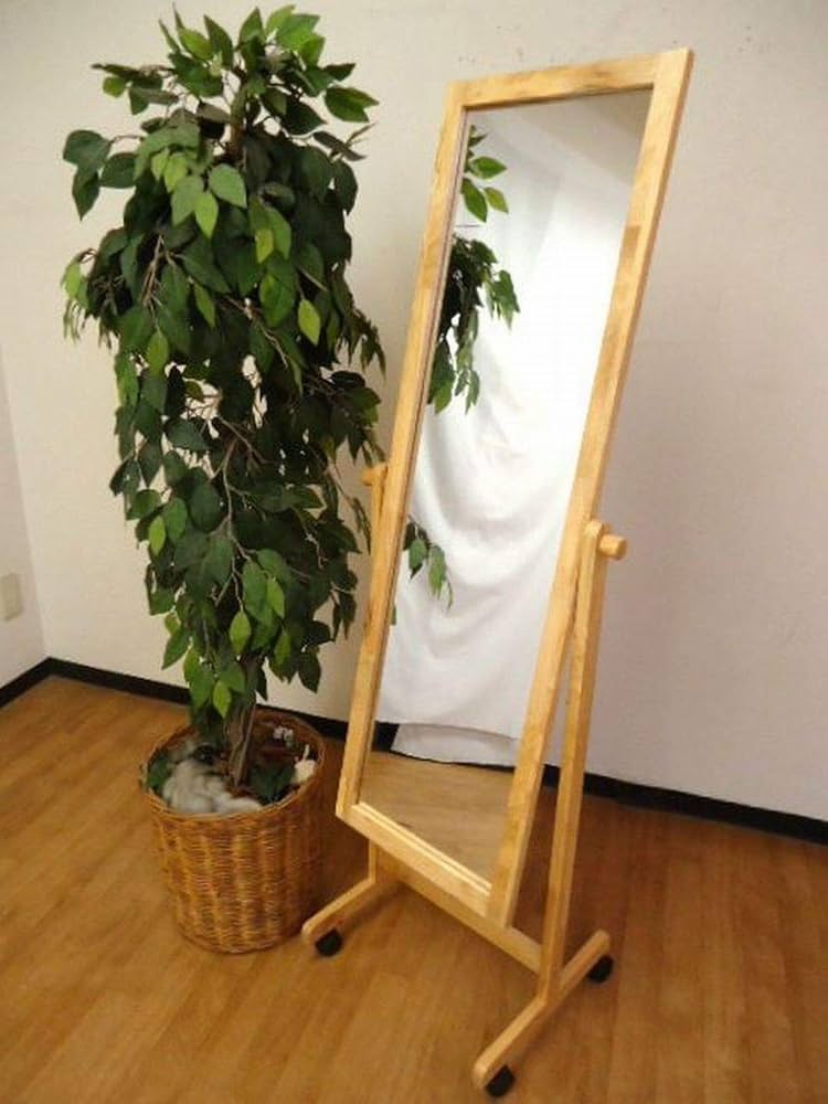 木製スタンドミラー キャスター付き 楽天市場】キャスター付き スタンドミラー 全身鏡 ミラー 全身