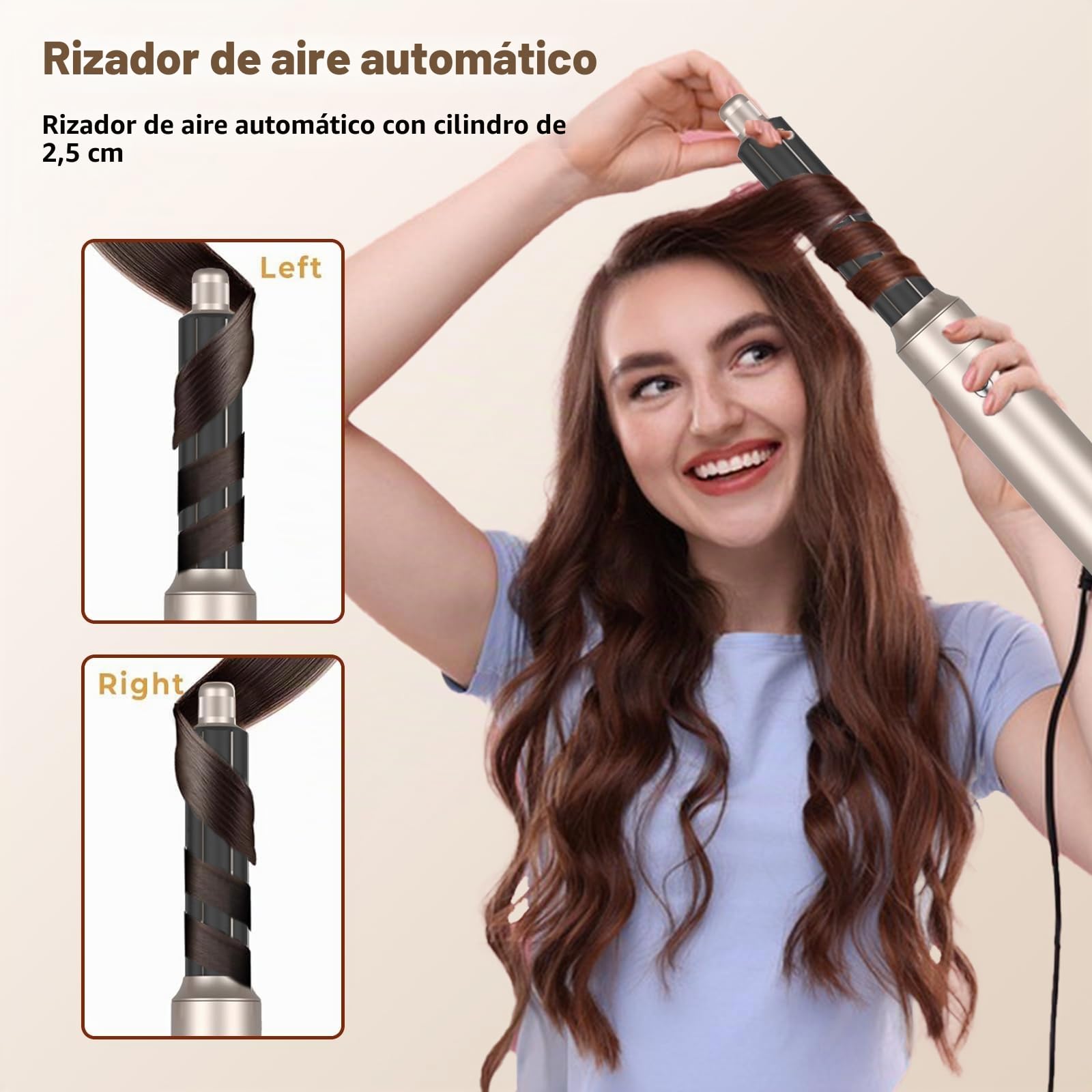 Cepillo Secador de Pelo 6 en 1, 1400W Cepillo De Aire Caliente Multifunción, Moldeador Pelo With Riza 3 Temperaturas, Tecnología Ion, Cepillo Alisador para Da Volumen, Alisa y Seca